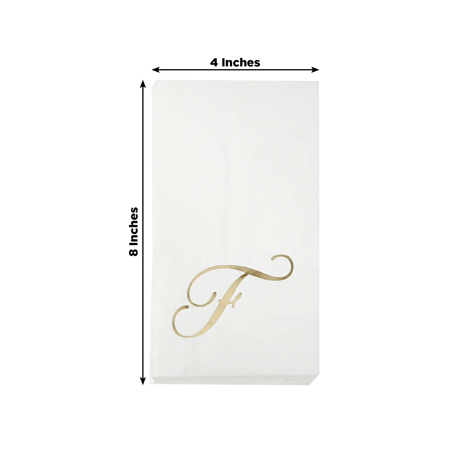 100-Pack Paper Dinner Napkins White with Gold Foil Monogram "F" – 8"x4" Folded, Disposable Party Napkins - Image 3