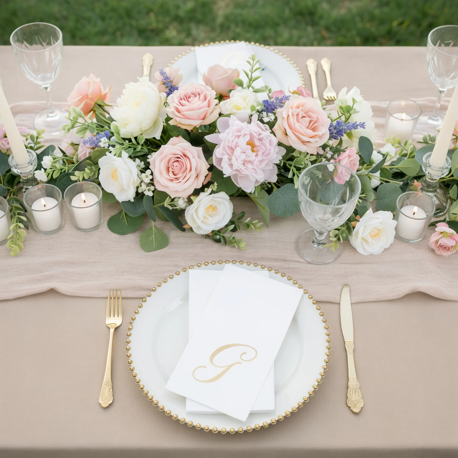100-Pack Paper Dinner Napkins White with Gold Foil Monogram "G" – 8"x4" Folded, Disposable Party Napkins - Image 9
