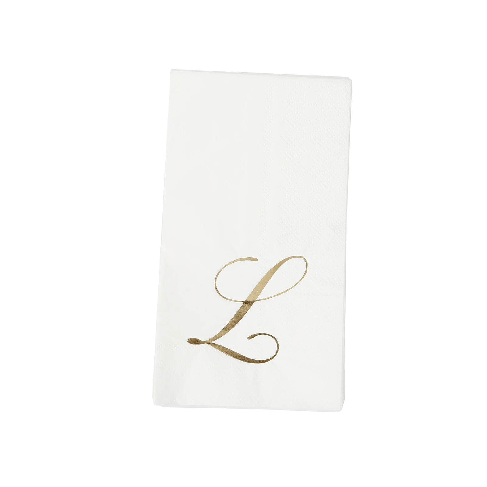 100-Pack Paper Dinner Napkins White with Gold Foil Monogram "L" – 8"x4" Folded, Disposable Party Napkins - Image 7