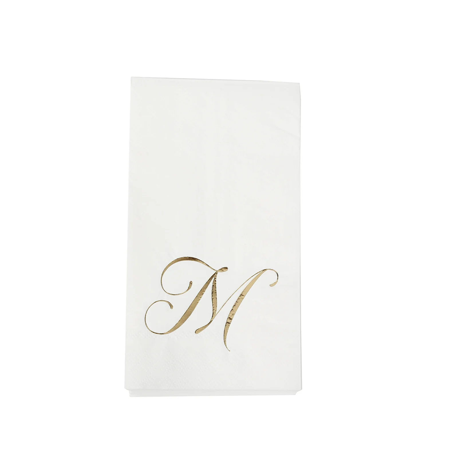 100-Pack Paper Dinner Napkins White with Gold Foil Monogram "M" – 8"x4" Folded, Disposable Party Napkins - Image 2