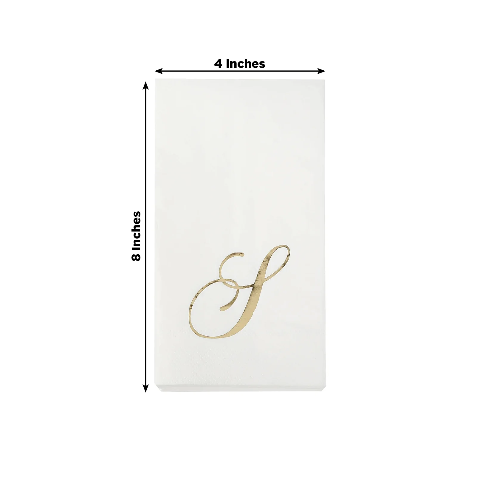 100-Pack Paper Dinner Napkins White with Gold Foil Monogram "S" – 8"x4" Folded, Disposable Party Napkins - Image 3