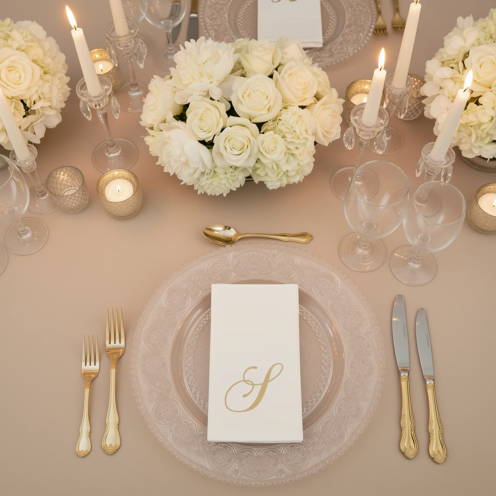 100-Pack Paper Dinner Napkins White with Gold Foil Monogram "S" – 8"x4" Folded, Disposable Party Napkins - Image 8
