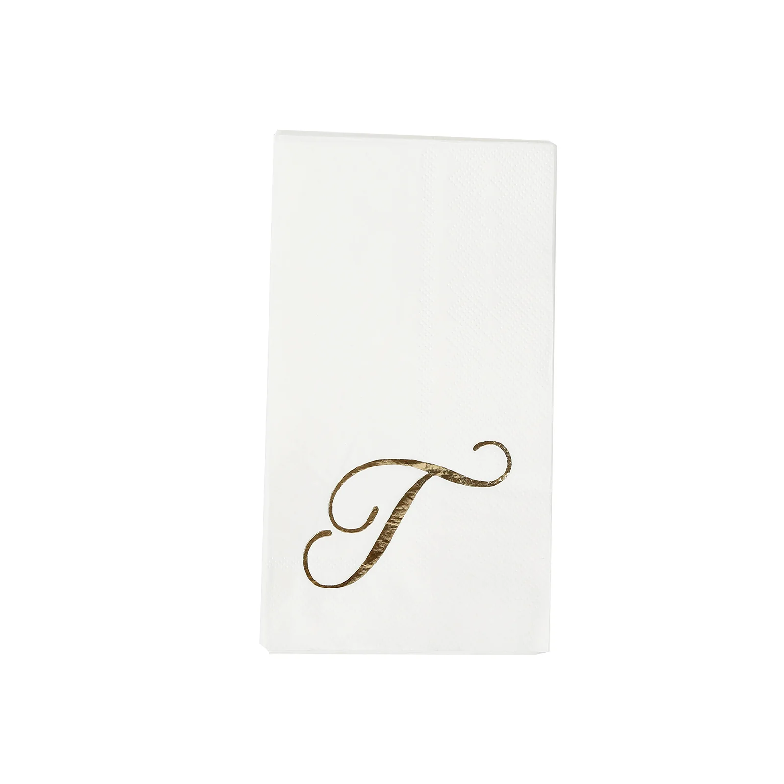 100-Pack Paper Dinner Napkins White with Gold Foil Monogram "T" – 8"x4" Folded, Disposable Party Napkins - Image 2