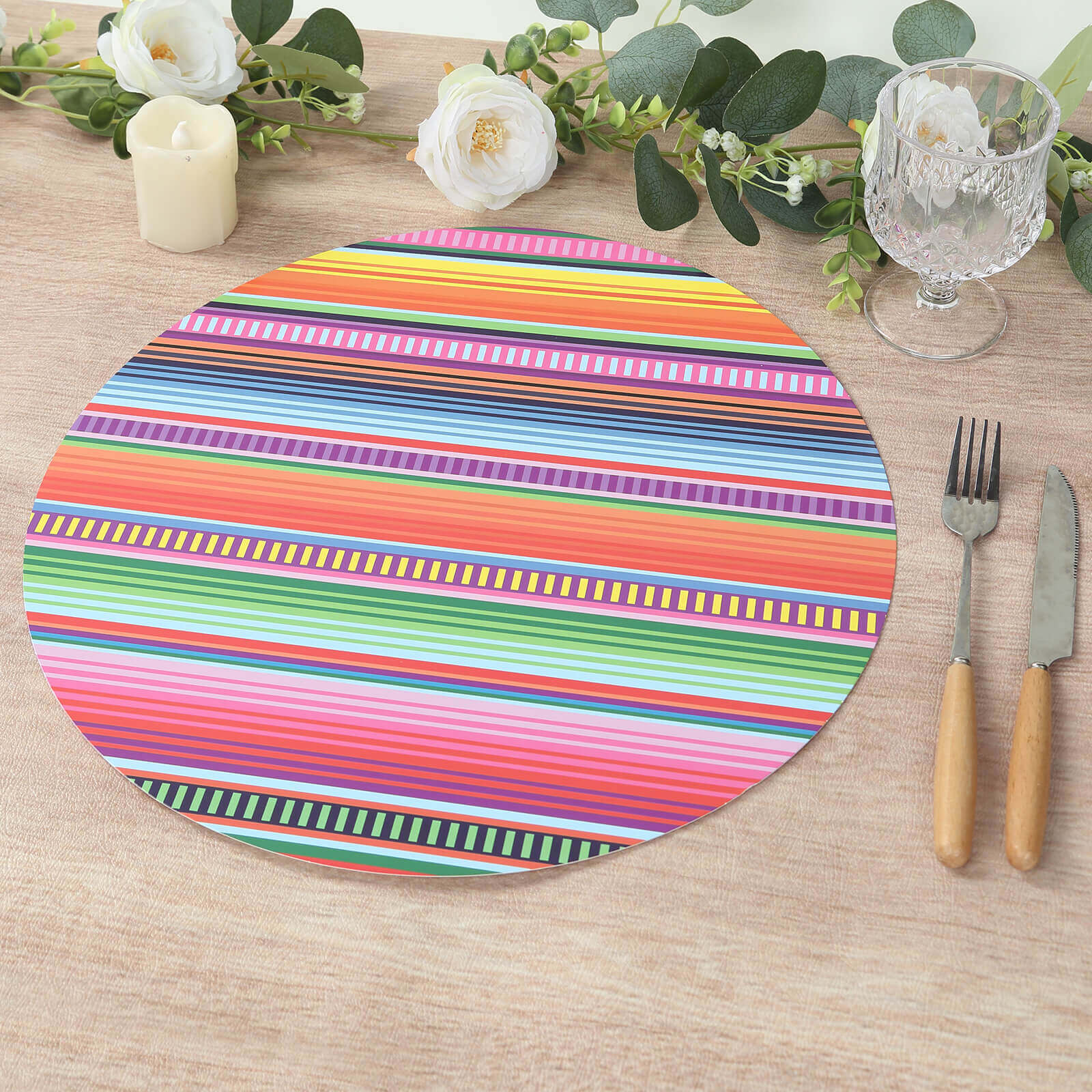 10-Pack Disposable Table Placemats 13" Multicolor Mexican Serape - Image 2