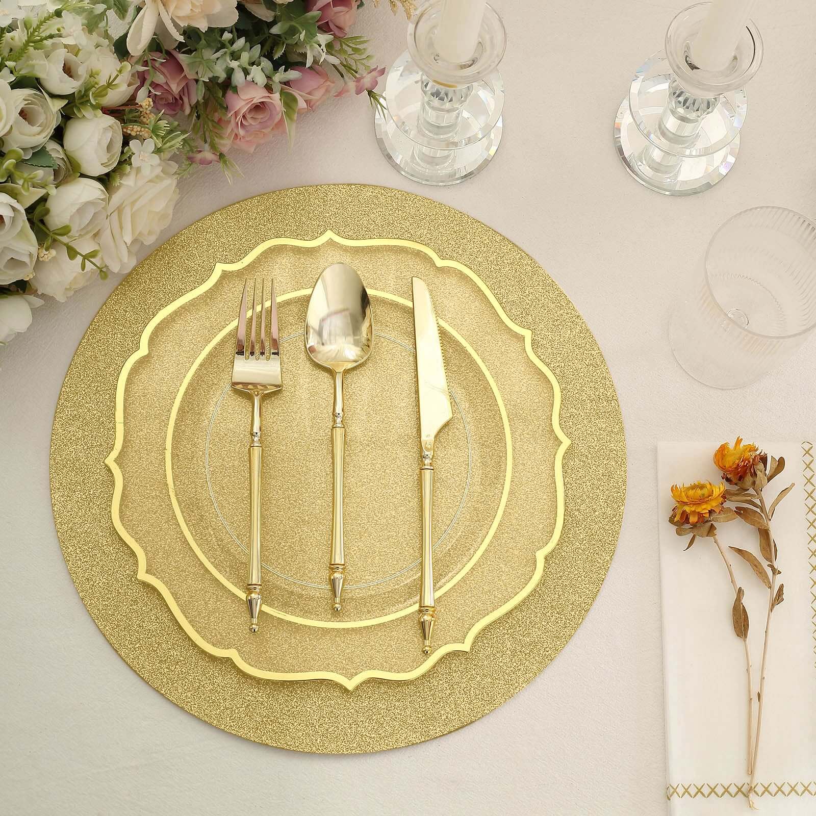 20-Pack Disposable Table Placemats 13" Gold Glitter - 210GSM Paper Placemats for Dazzling Events - Image 5