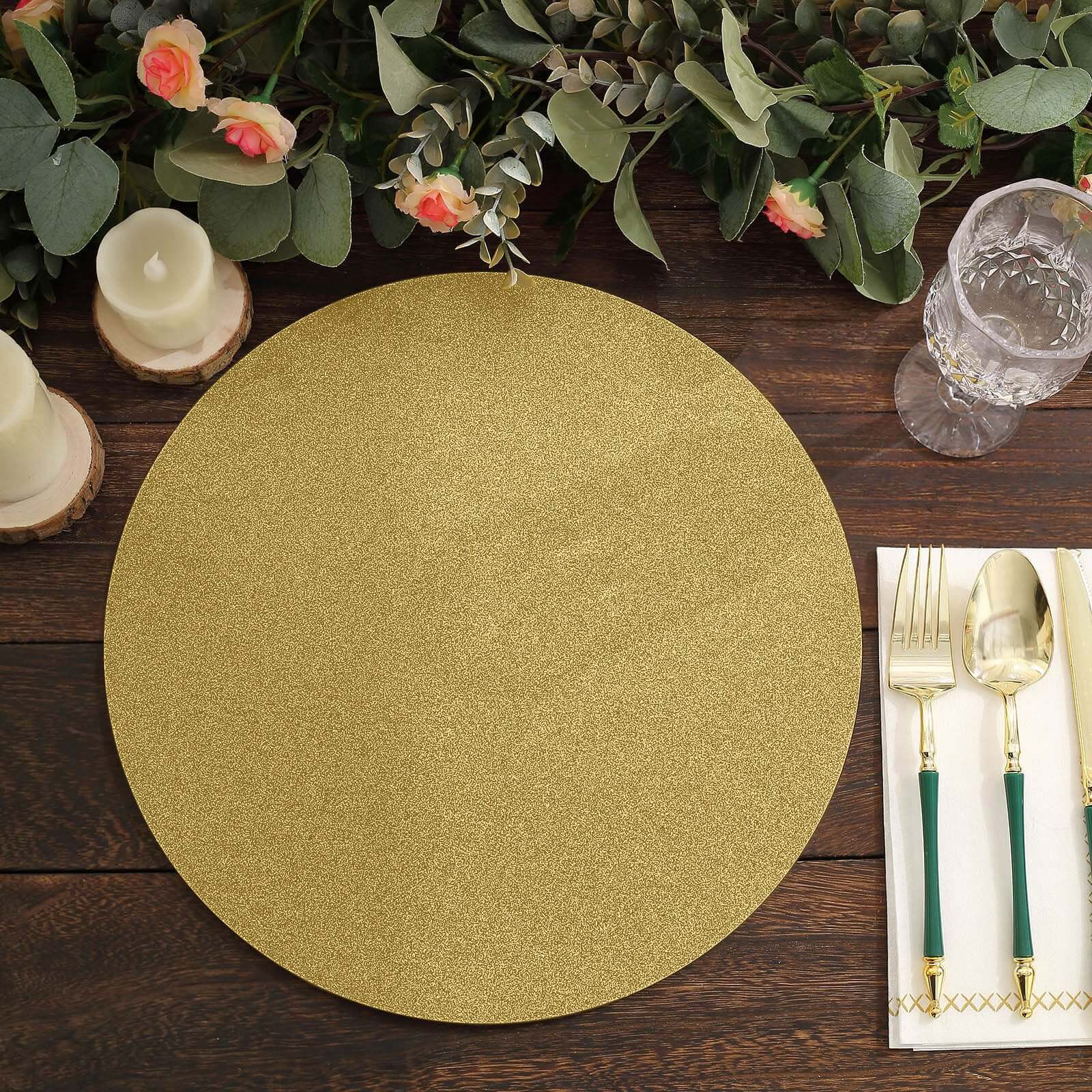 20-Pack Disposable Table Placemats 13" Gold Glitter - 210GSM Paper Placemats for Dazzling Events - Image 6