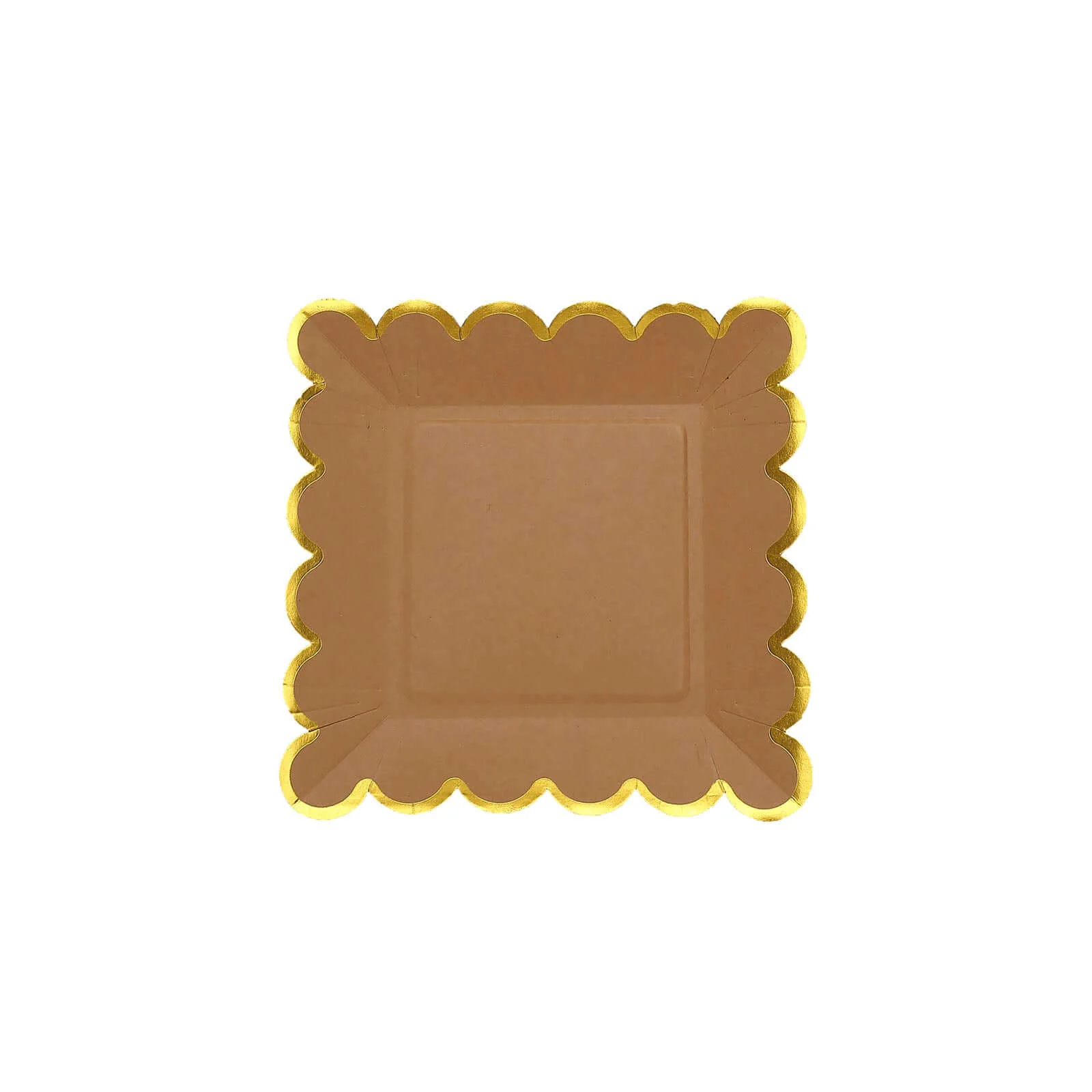25-Pack Paper Square Dessert Plates 7" Natural Brown with Gold Scalloped Rim - Disposable Salad Appetizer Party Plates for Rustic Gatherings & Chic Events - Image 7