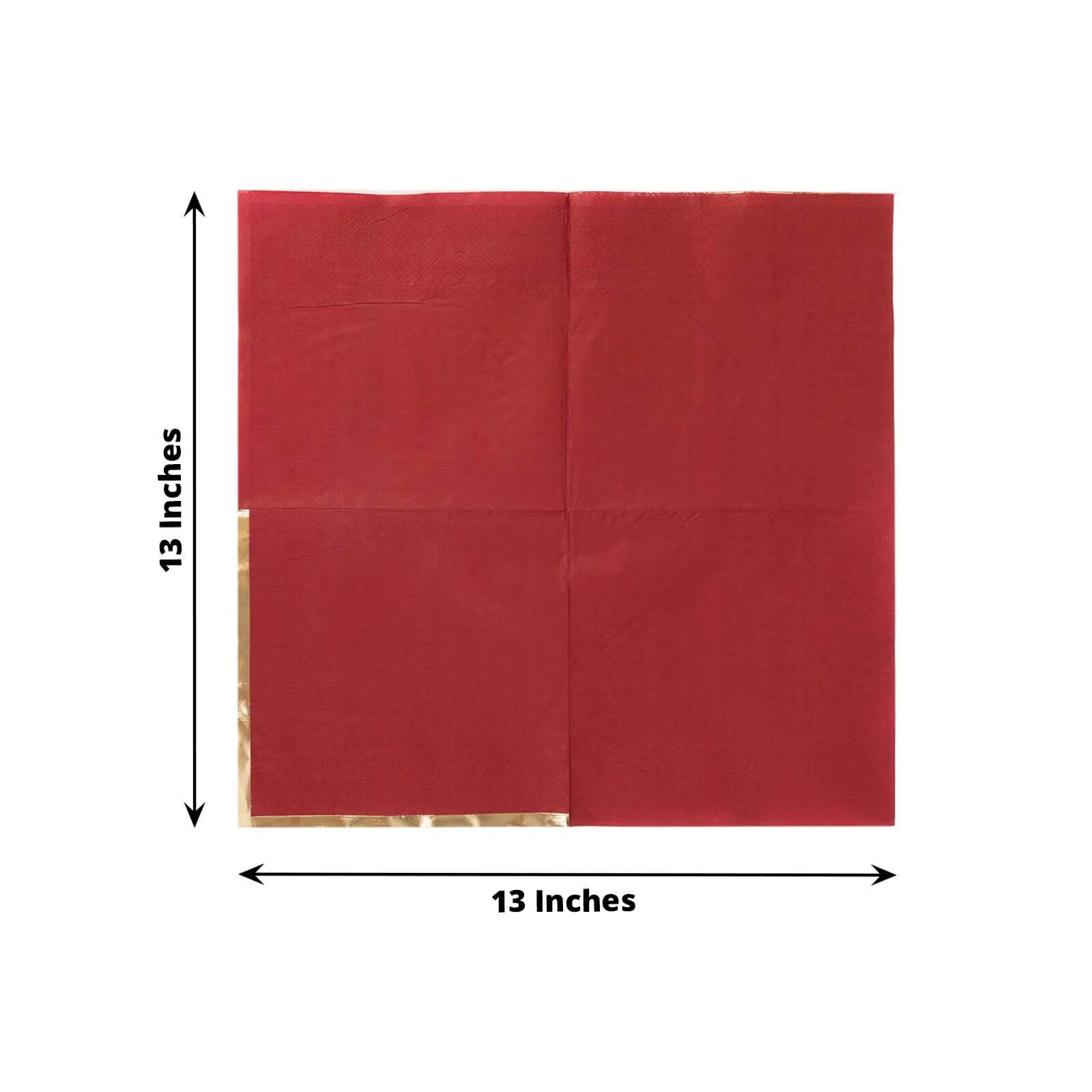 50-Pack Paper Beverage Napkins 2 Ply Burgundy with Gold Foil Edge 6.5"x6.5" - Soft Disposable Cocktail Napkins - Image 3