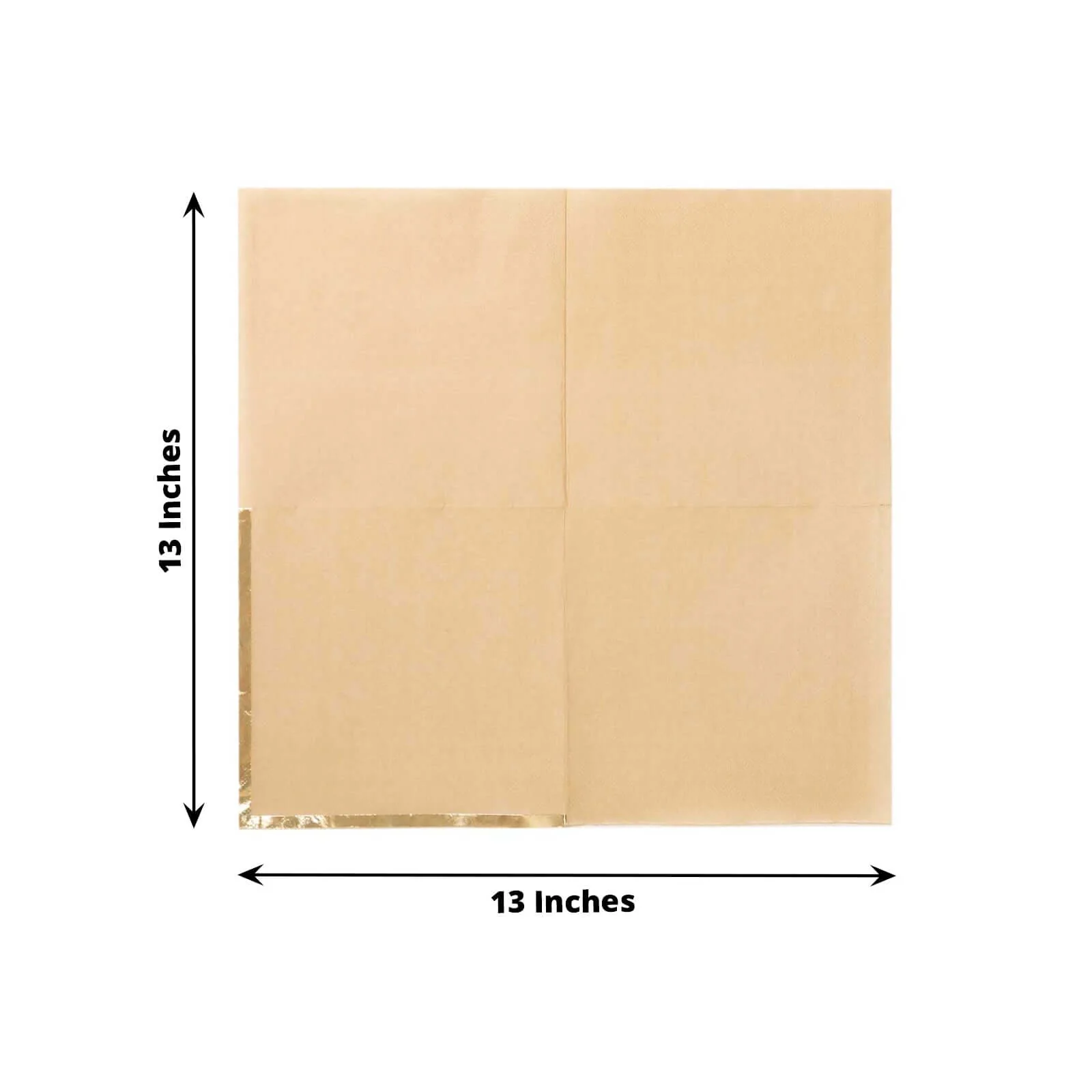 50-Pack Paper Beverage Napkins 2 Ply Natural with Gold Foil Edge 6.5"x6.5" - Soft Disposable Cocktail Napkins - Image 3