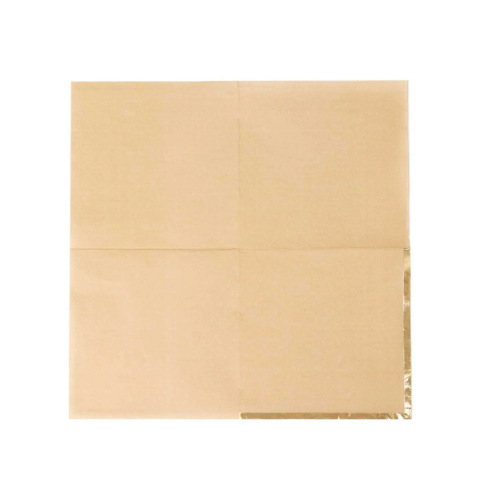 50-Pack Paper Beverage Napkins 2 Ply Natural with Gold Foil Edge 6.5"x6.5" - Soft Disposable Cocktail Napkins - Image 7