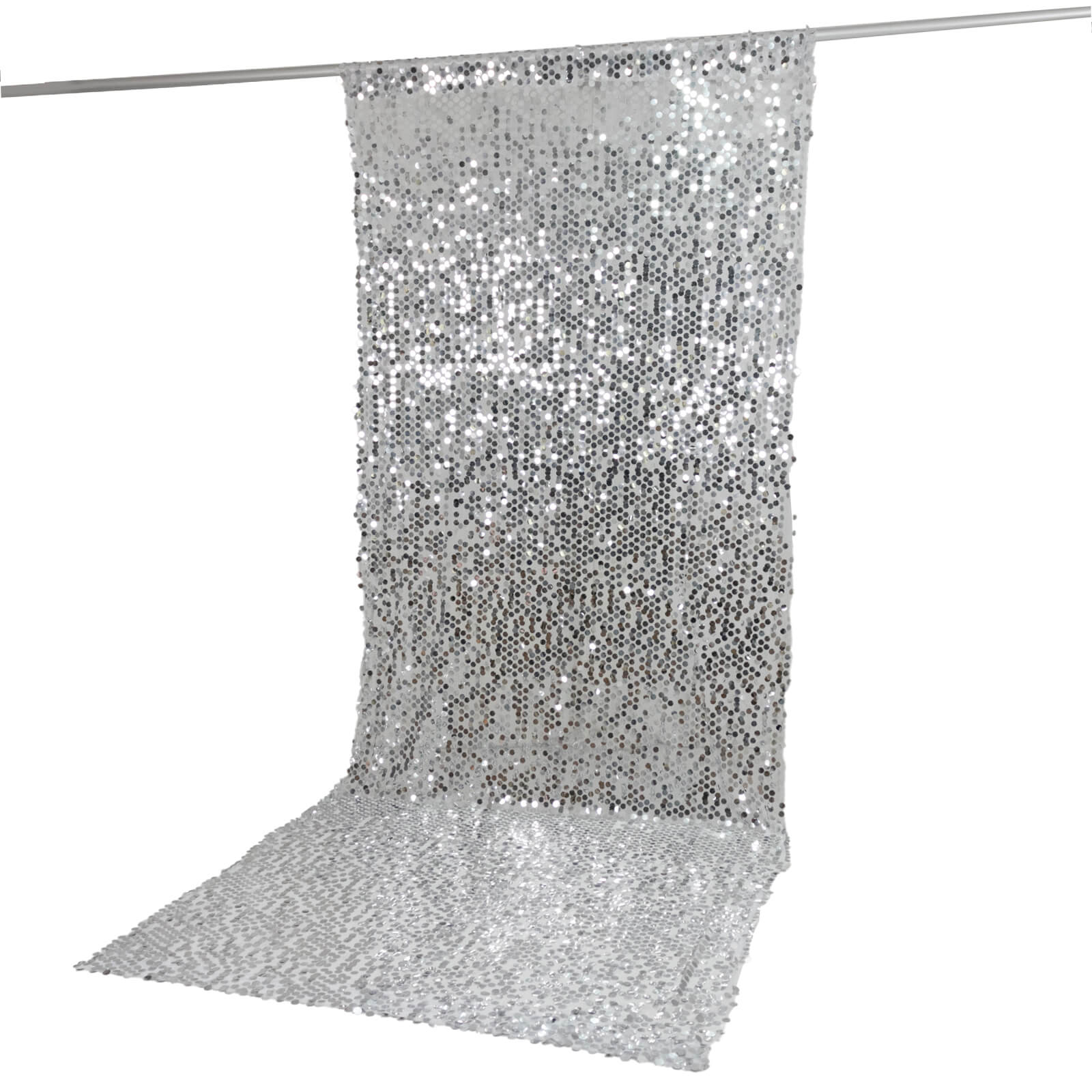 Large Payette Sequin Backdrop Curtain Silver 5ft x 12ft - Big Round Sequin Event Photography Panel with Rod Pocket - Image 2