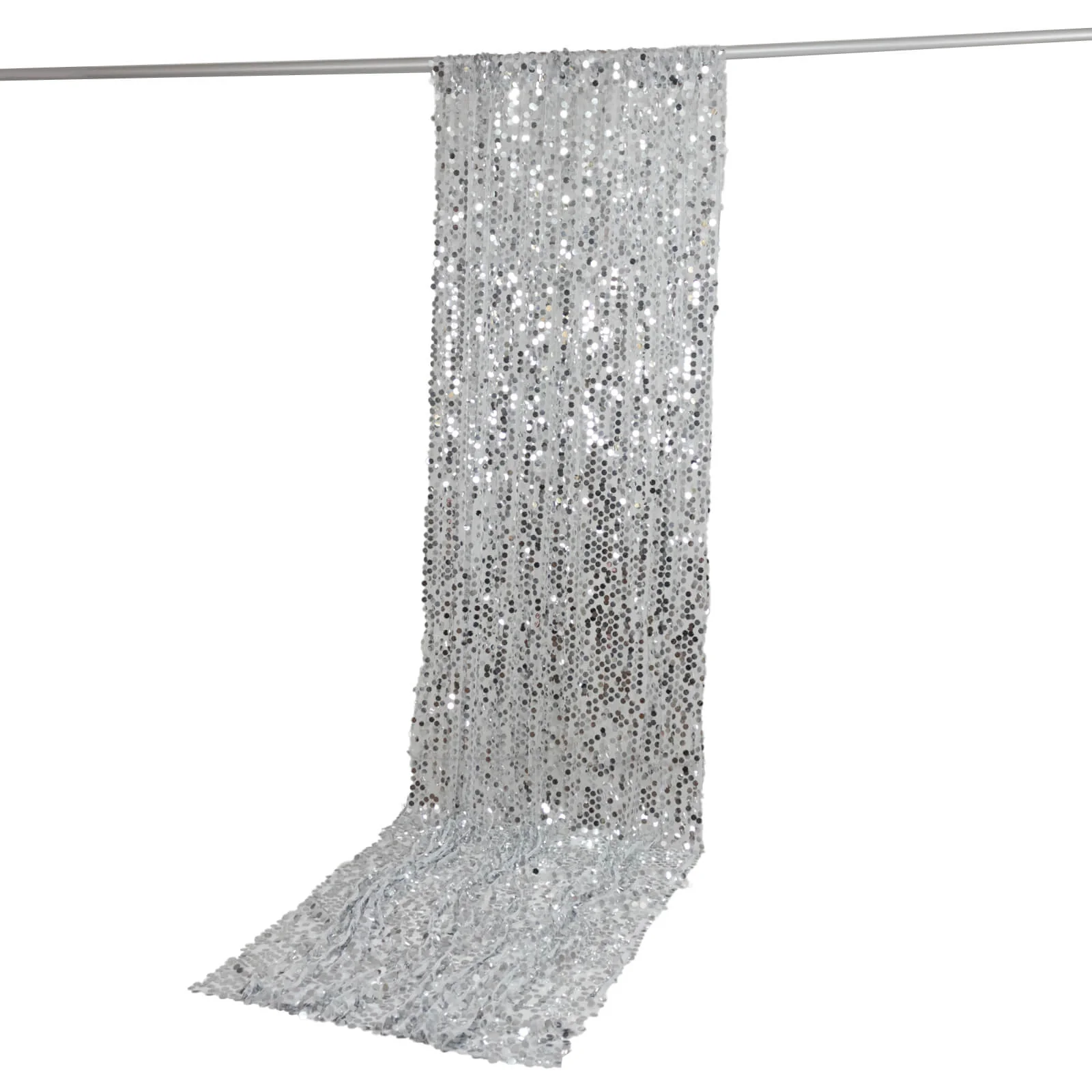 Large Payette Sequin Backdrop Curtain Silver 5ft x 12ft - Big Round Sequin Event Photography Panel with Rod Pocket - Image 6