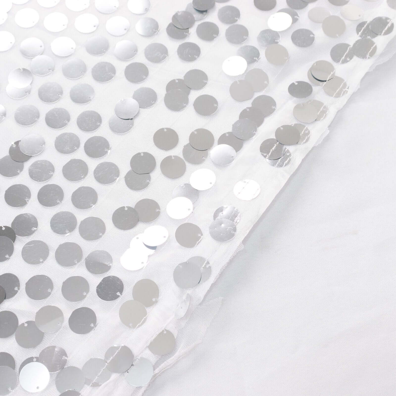 Payette Sequin Table Skirt 21ft Silver - Dual Layered Satin Sparkly Table Cover - Image 13