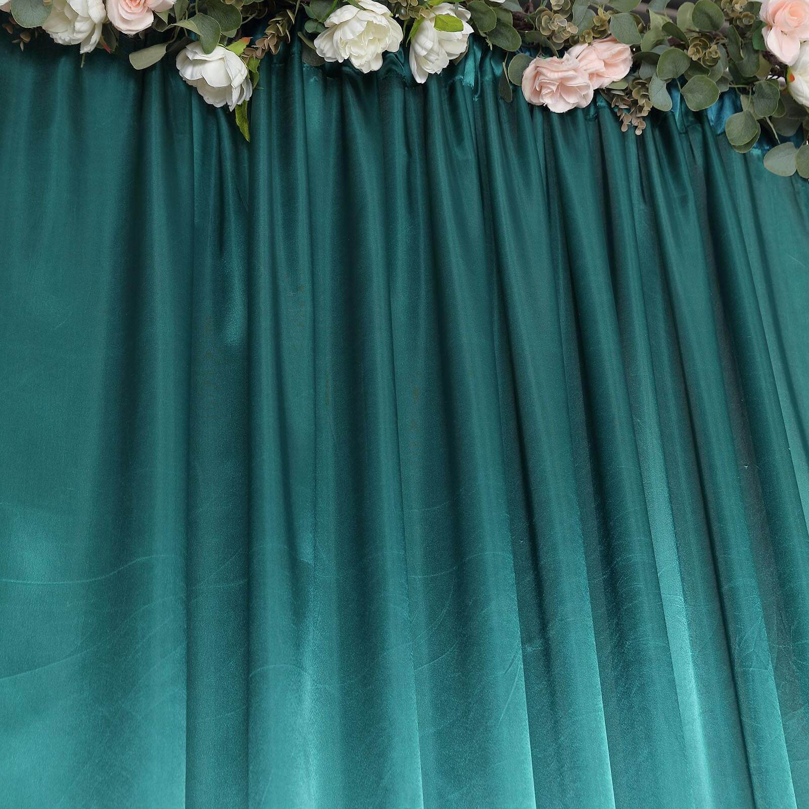 Peacock Teal Satin Backdrop Drape Curtain, Photo Booth Event Divider Panel - 8ftx10ft - Image 2