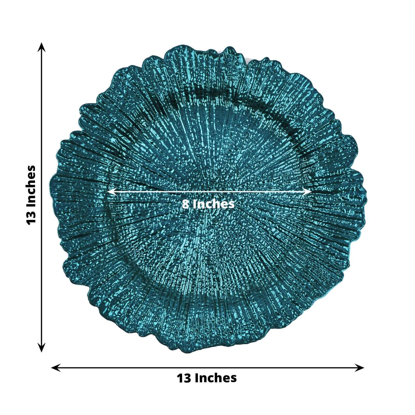 6-Pack Acrylic Plastic Charger Plates 13" Round Peacock Teal Reef Design - Decorative Dinner Charger Tableware - Image 3