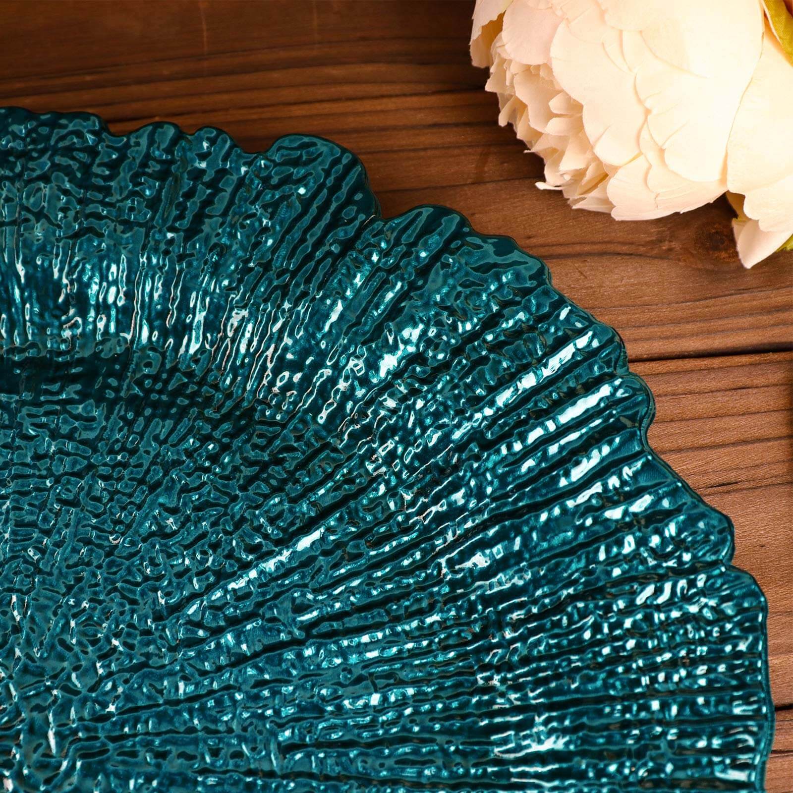6-Pack Acrylic Plastic Charger Plates 13" Round Peacock Teal Reef Design - Decorative Dinner Charger Tableware - Image 8