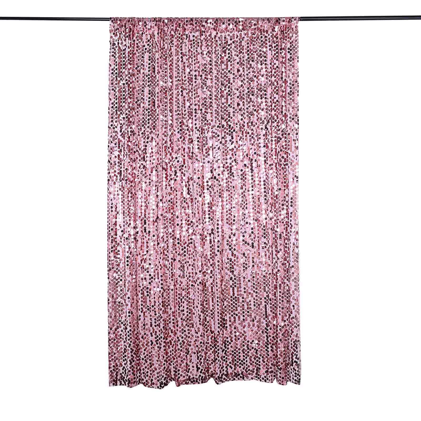 Pink Big Payette Sequin Backdrop Drape Curtain, Photo Booth Event Divider Panel - 8ftx8ft - Image 7