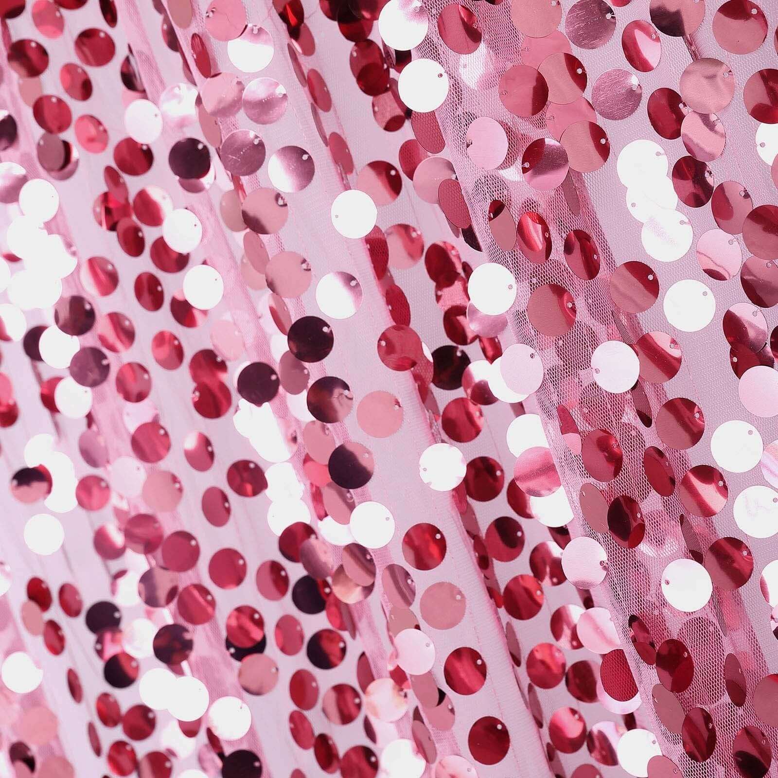 Pink Big Payette Sequin Backdrop Drape Curtain, Photo Booth Event Divider Panel - 8ftx8ft - Image 8