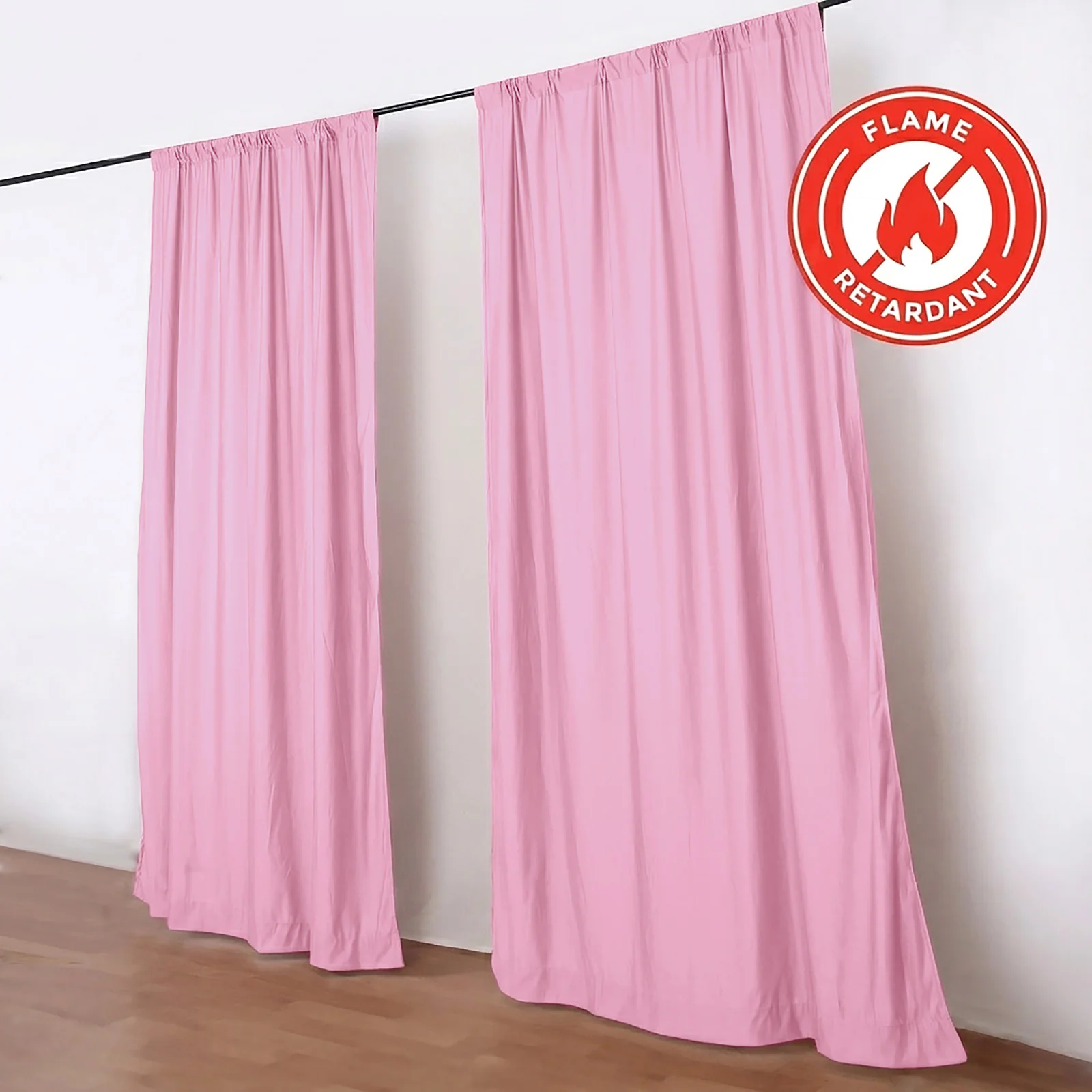 2 Pack 5ftx10ft Pink Scuba Polyester Backdrop Drape Curtains, Durable Flame Resistant Event Divider Panels Wrinkle Free With Rod Pockets - Image 6