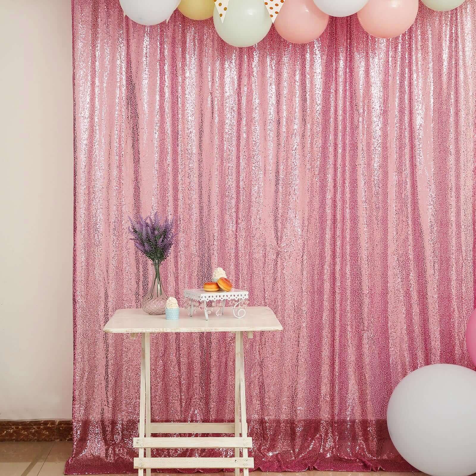 Pink Sequin Backdrop Drape Curtain, Photo Booth Event Divider Panel - 8ftx8ft - Image 2
