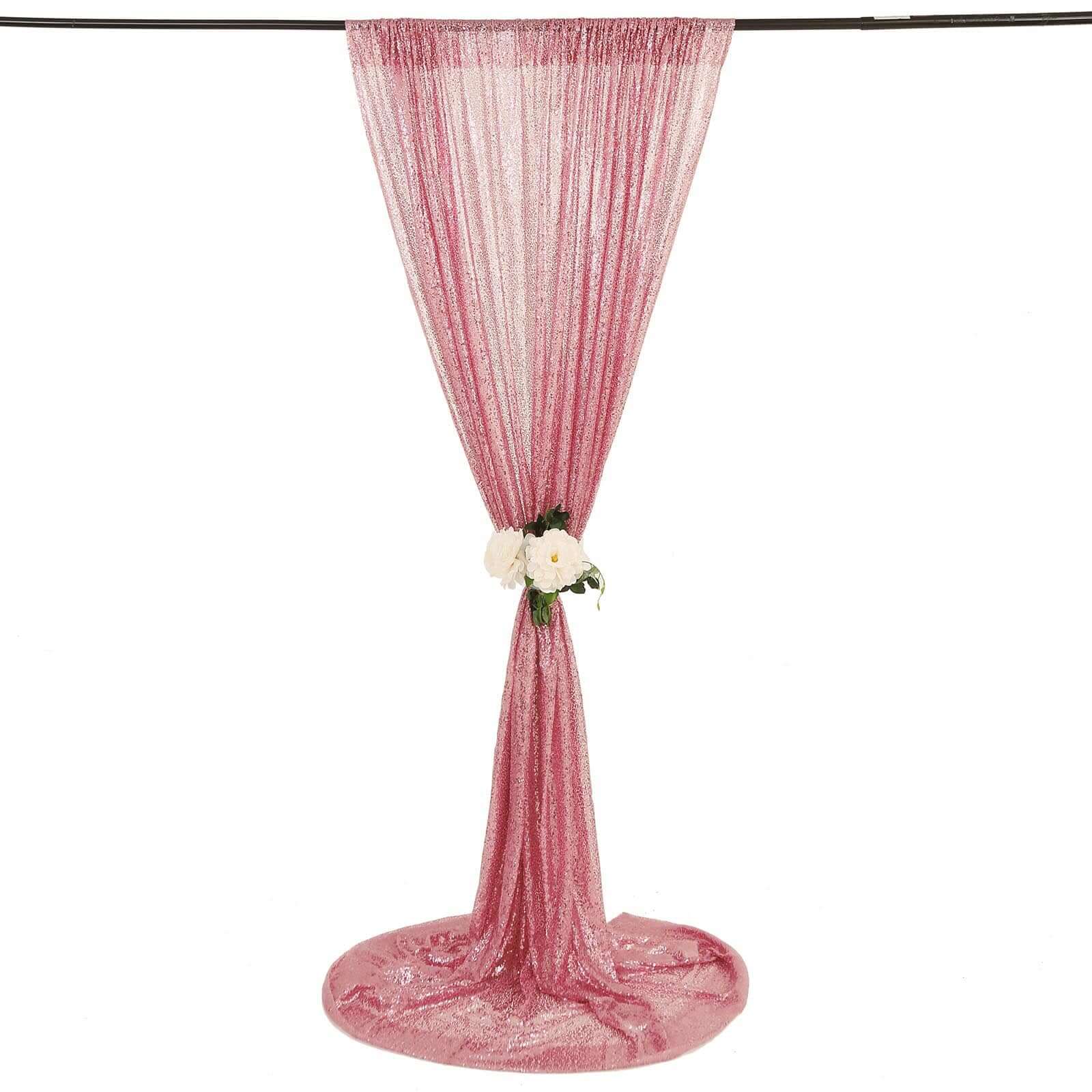 Pink Sequin Backdrop Drape Curtain, Photo Booth Event Divider Panel - 8ftx8ft - Image 8