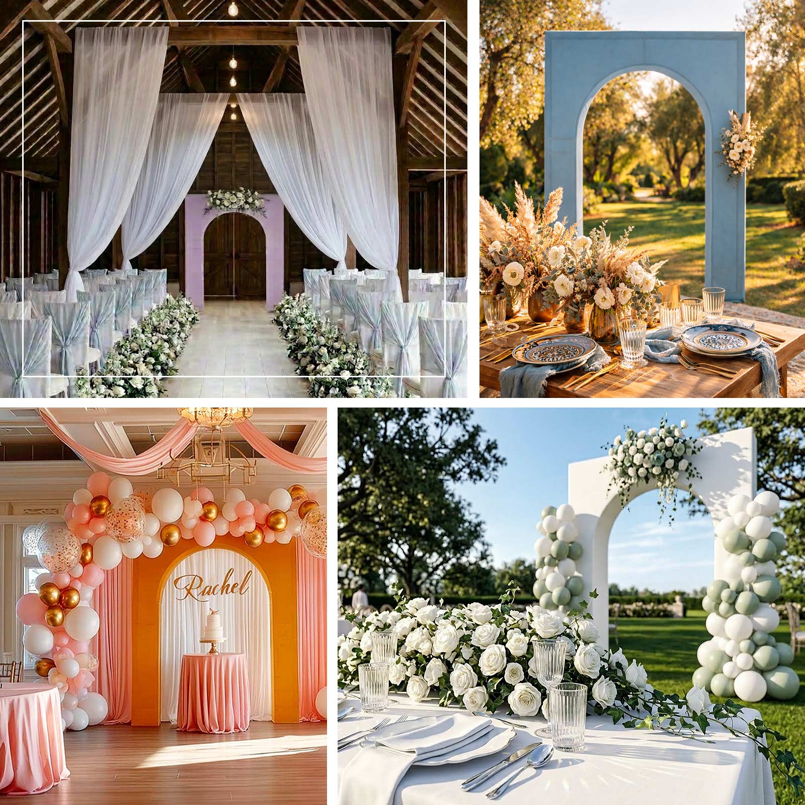 Pink Spandex Wedding Arch Cover for Arc de Triomphe Stand, Stretch Fitted Floral Balloon Frame Backdrop Stand Cover - 8ft - Image 5