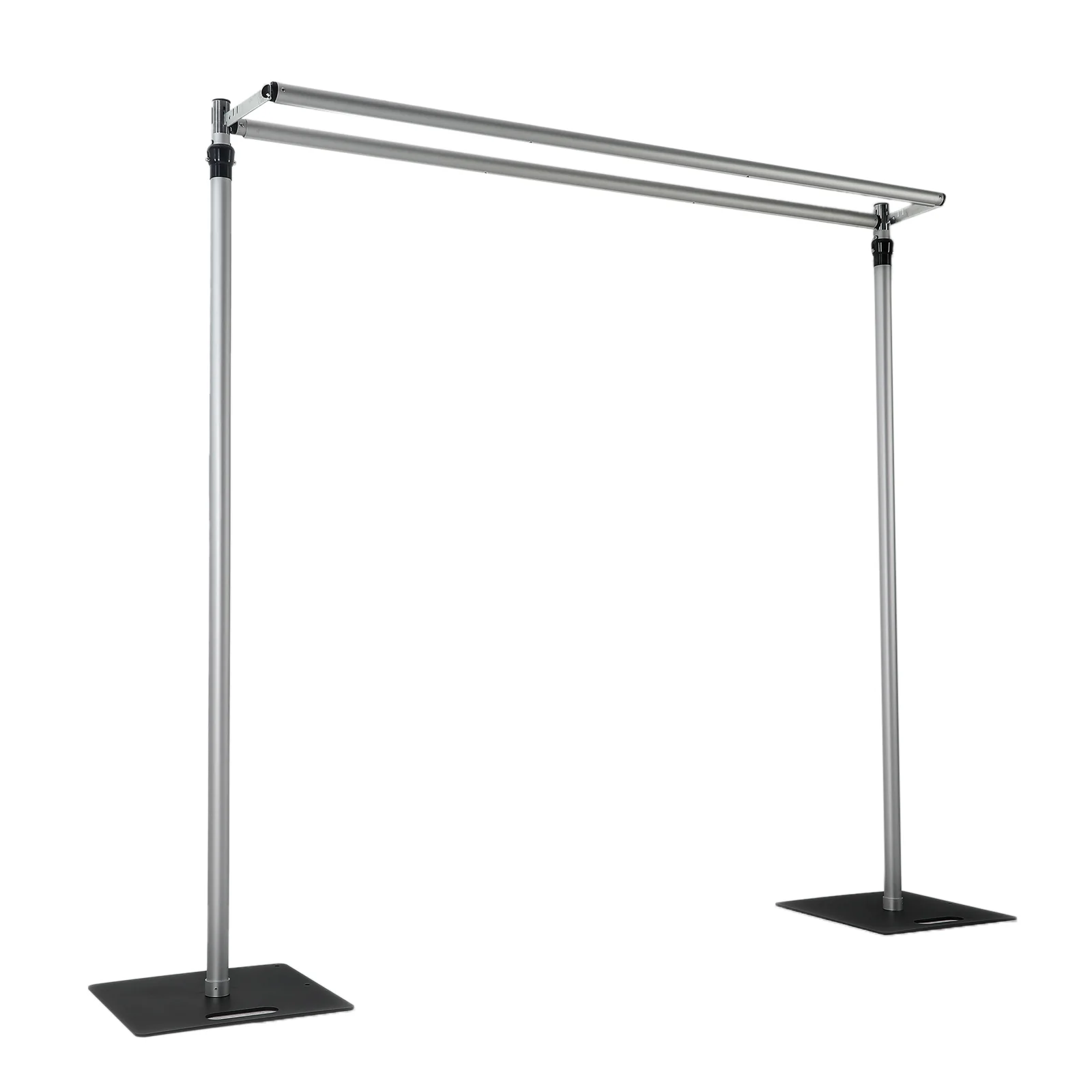 Pipe and Drape Backdrop Stand with Double Cross Bars, Adjustable Silver Aluminum Frame Support System 12ft x 12ft with Heavy Duty Steel Bases - Image 9