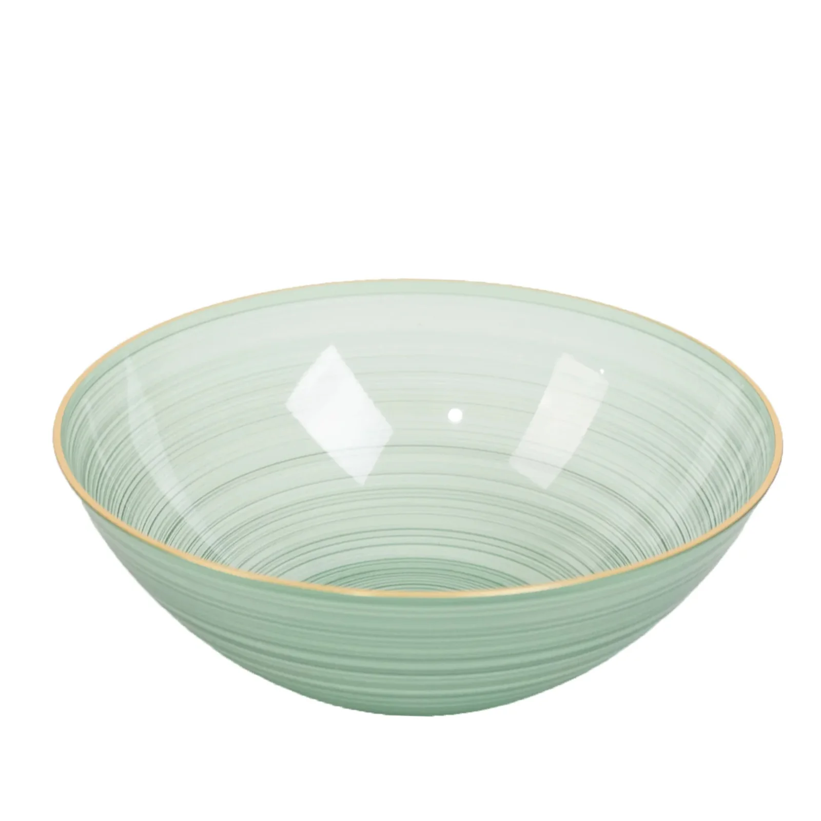 20-Pack Plastic Bowls 16oz – Transparent Dusty Sage Green with Gold Rim, Elegant Crystal-Like Swirl Disposable Bowls - Image 5