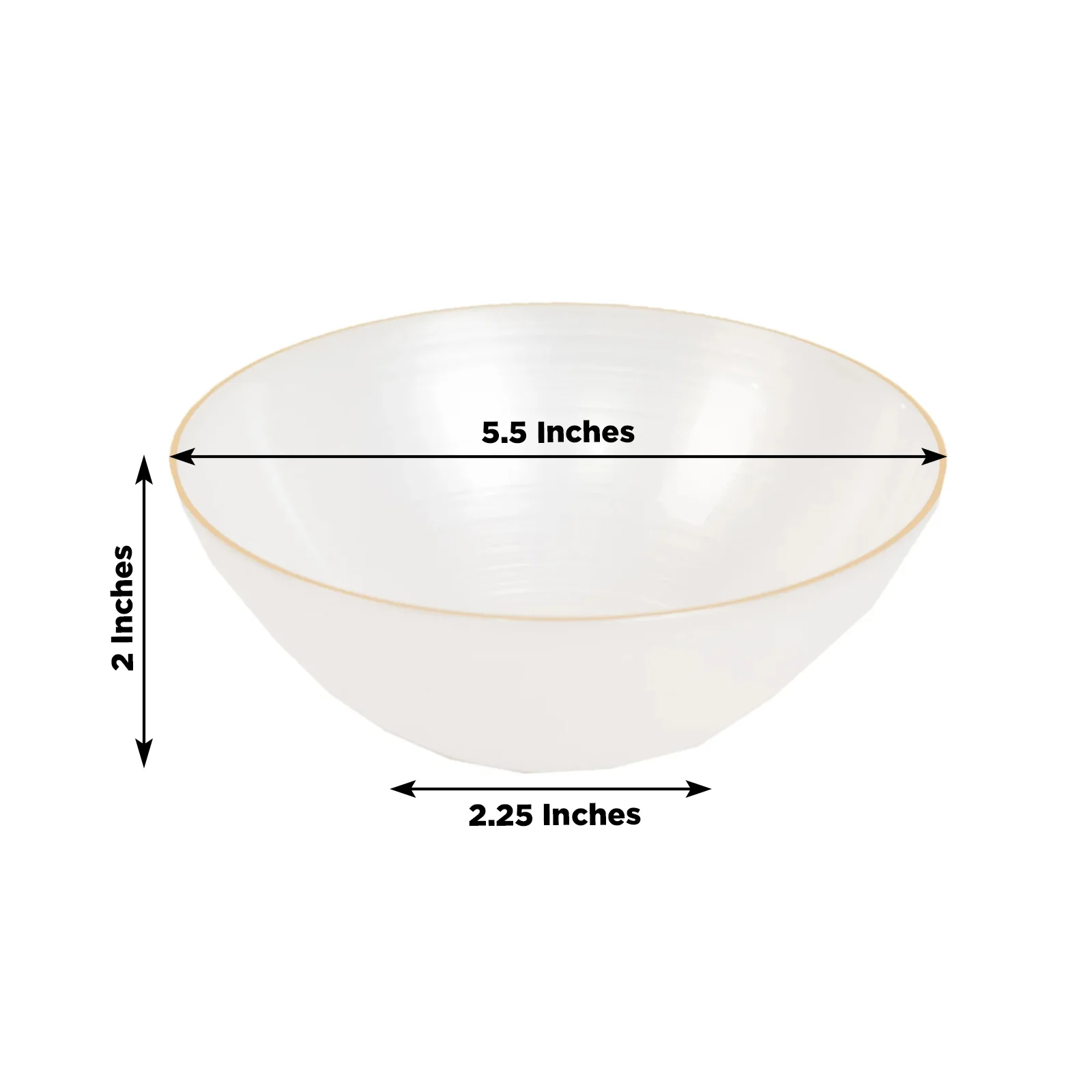 20-Pack Plastic Bowls 16oz – Transparent Pearl White with Gold Rim, Elegant Crystal-Like Swirl Disposable Bowls - Image 2