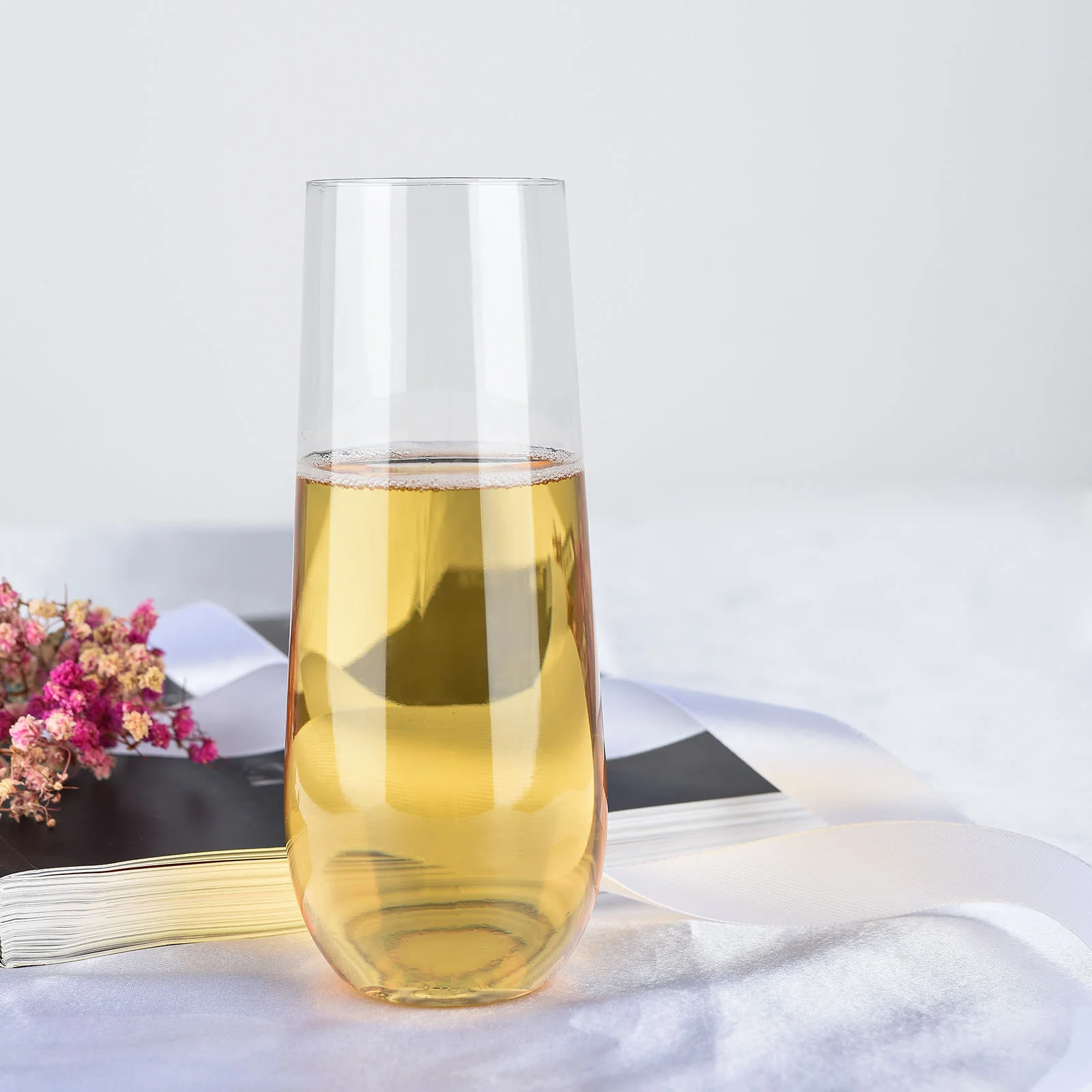 12 Pack Plastic Champagne Flutes in Clear, Reusable Lightweight Champagne Glass 9oz - Image 4