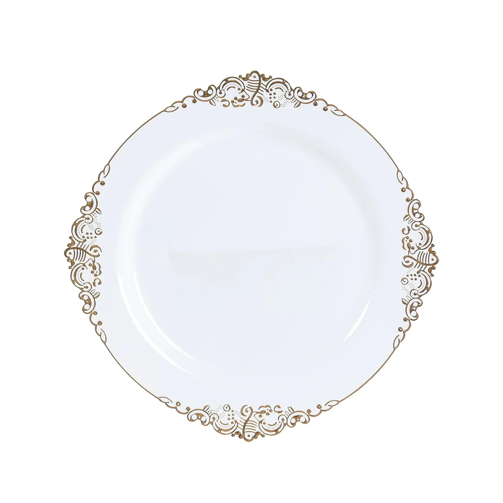 20-Pack Economy Plastic Charger Plates 13" Round White with Gold Embossed Baroque Rim - Stylish Dinner Party Serving Plates - Image 5