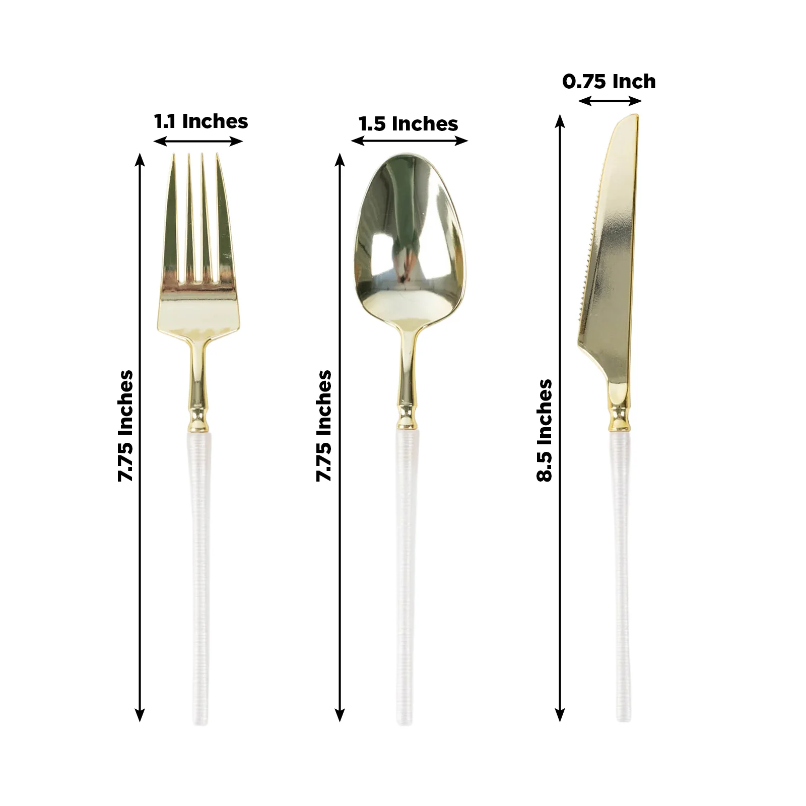 60 Pcs Gold Plastic Cutlery Set with White Handle, Heavy Duty Disposable Fork Spoon Knife Combo, Modern Minimalist Style - Image 3