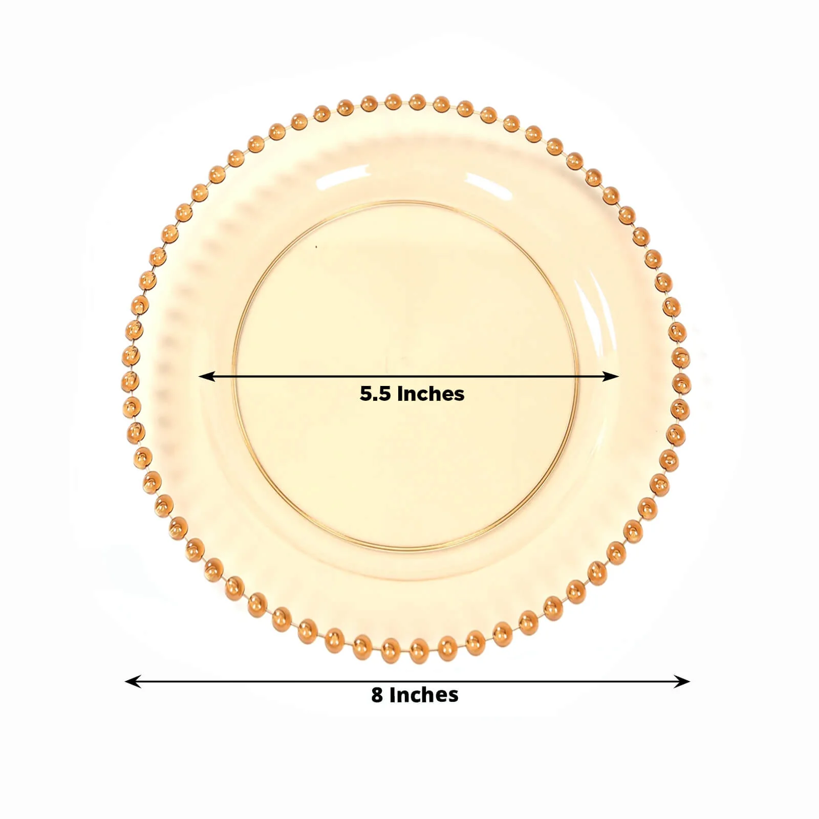 10 Pack Plastic Dessert Appetizer Plates in Amber Gold with Beaded Rim, Disposable Round Salad Party Plates 8" - Image 2