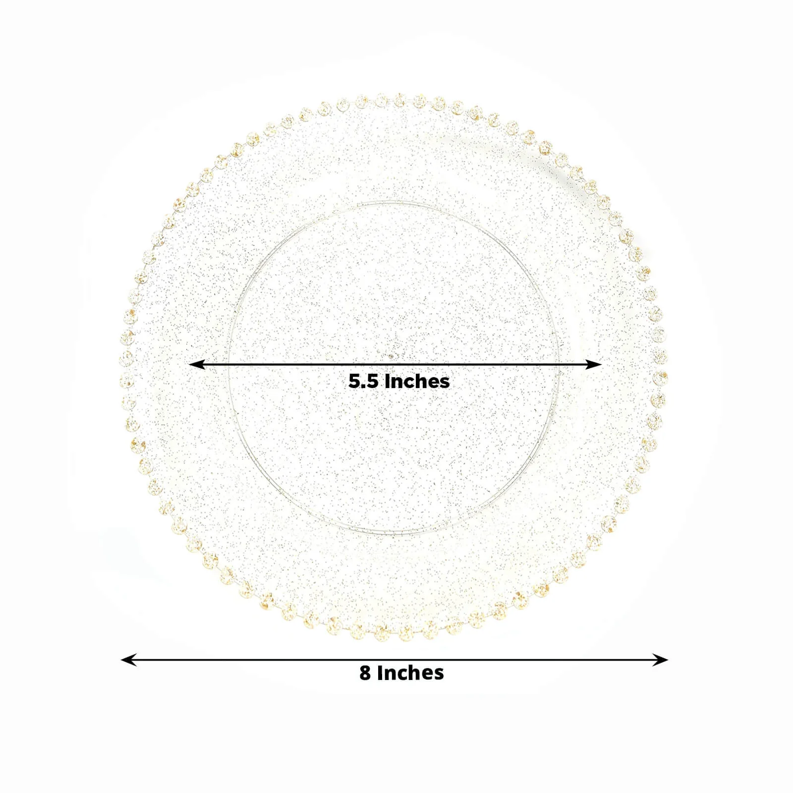 10 Pack Plastic Dessert Appetizer Plates in Clear Gold Glittered with Beaded Rim, Disposable Round Salad Party Plates 8" - Image 2