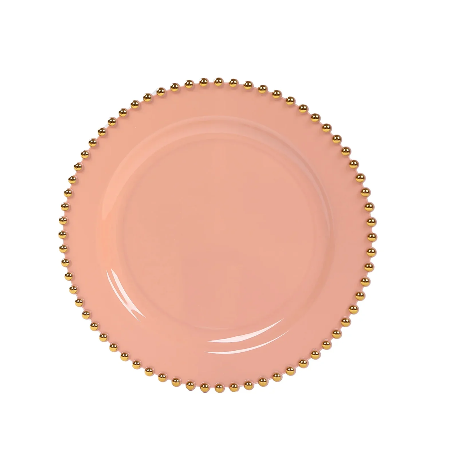 10 Pack Plastic Dessert Appetizer Plates in Dusty Rose with Gold Beaded Rim, Disposable Round Salad Party Plates 8" - Image 5