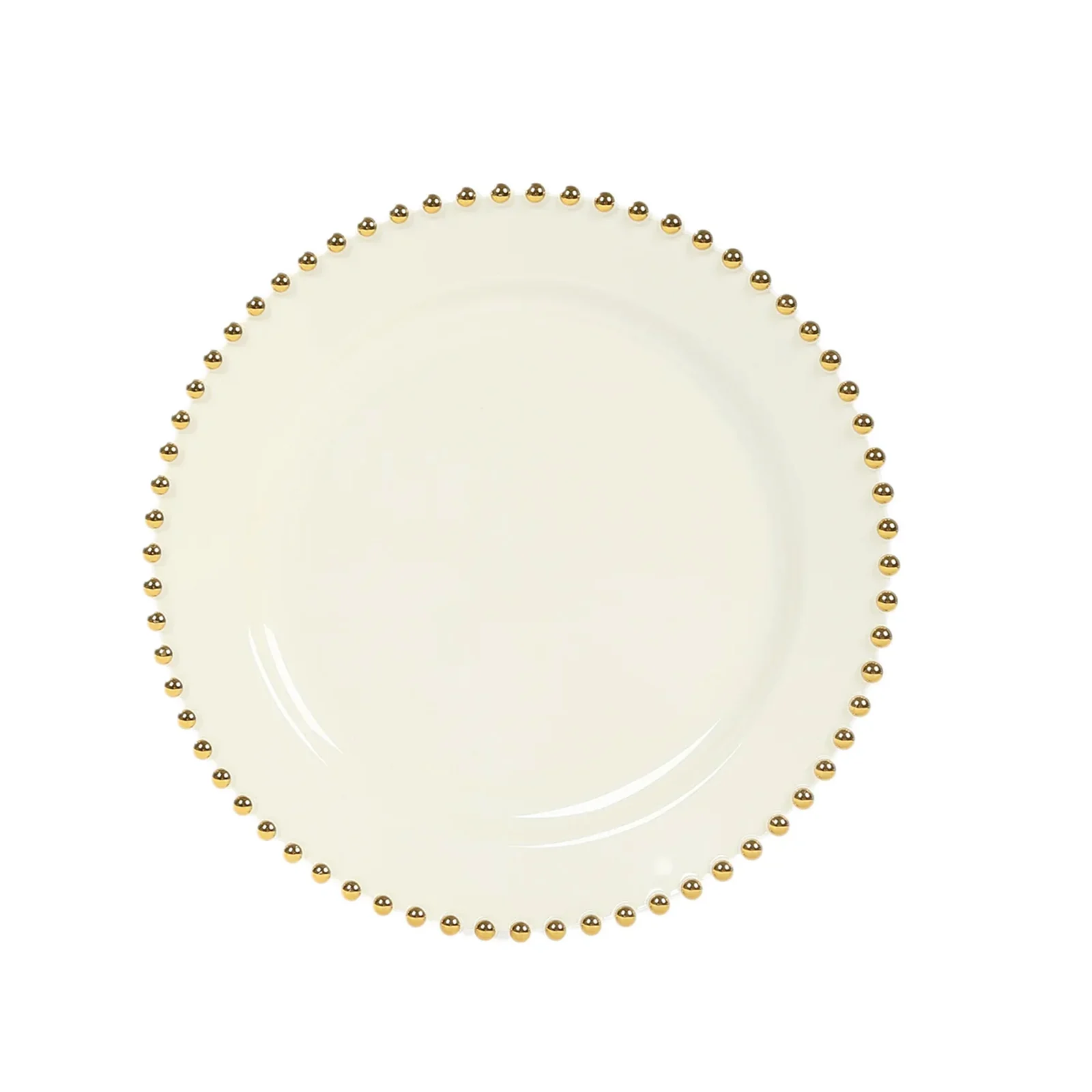 10 Pack Plastic Dessert Appetizer Plates in Ivory with Gold Beaded Rim, Disposable Round Salad Party Plates 8" - Image 5