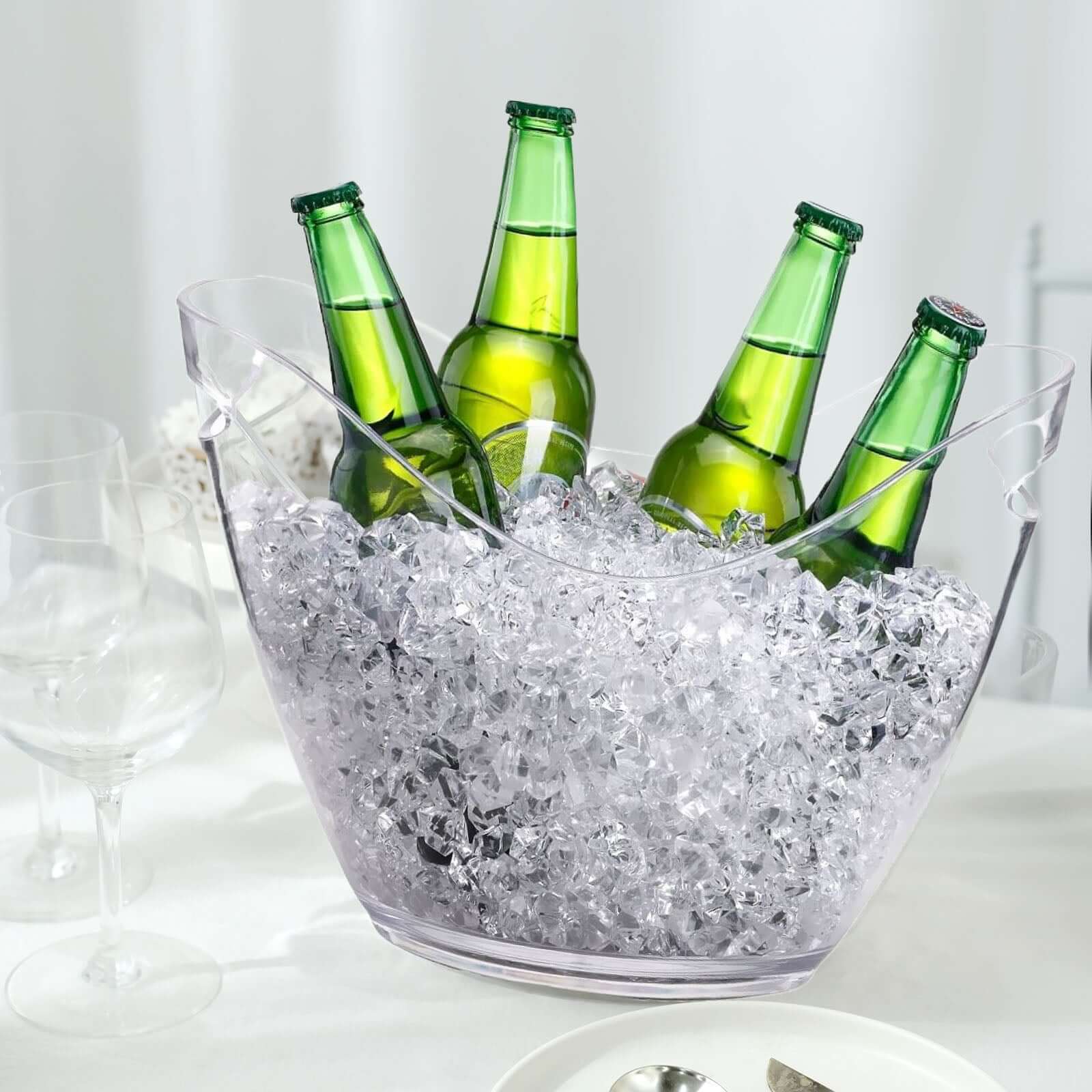 Plastic Ice and Drinks Bucket 7 Liter Clear Curved Boat Shape