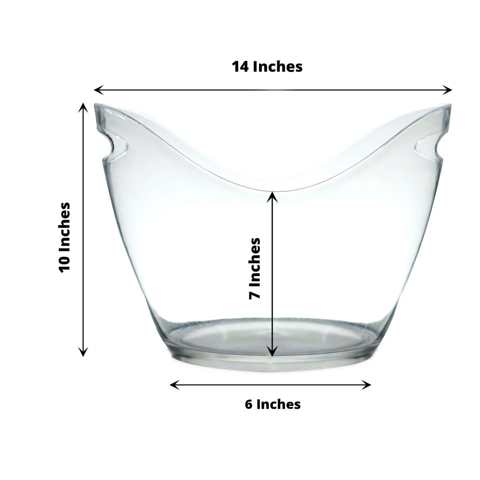 Plastic Ice and Drinks Bucket 7 Liter Clear Curved Boat Shape - Image 3