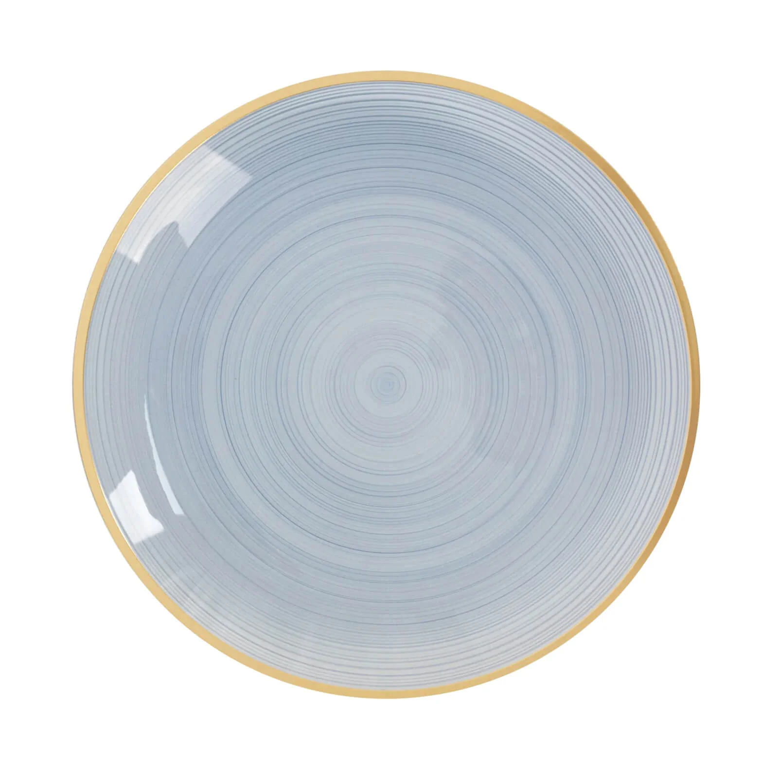 20-Pack Plastic Dinner Plates 10" Round Transparent Dusty Blue Swirl with Gold Rim – Crystal-Like Elegant Party Plates - Image 5