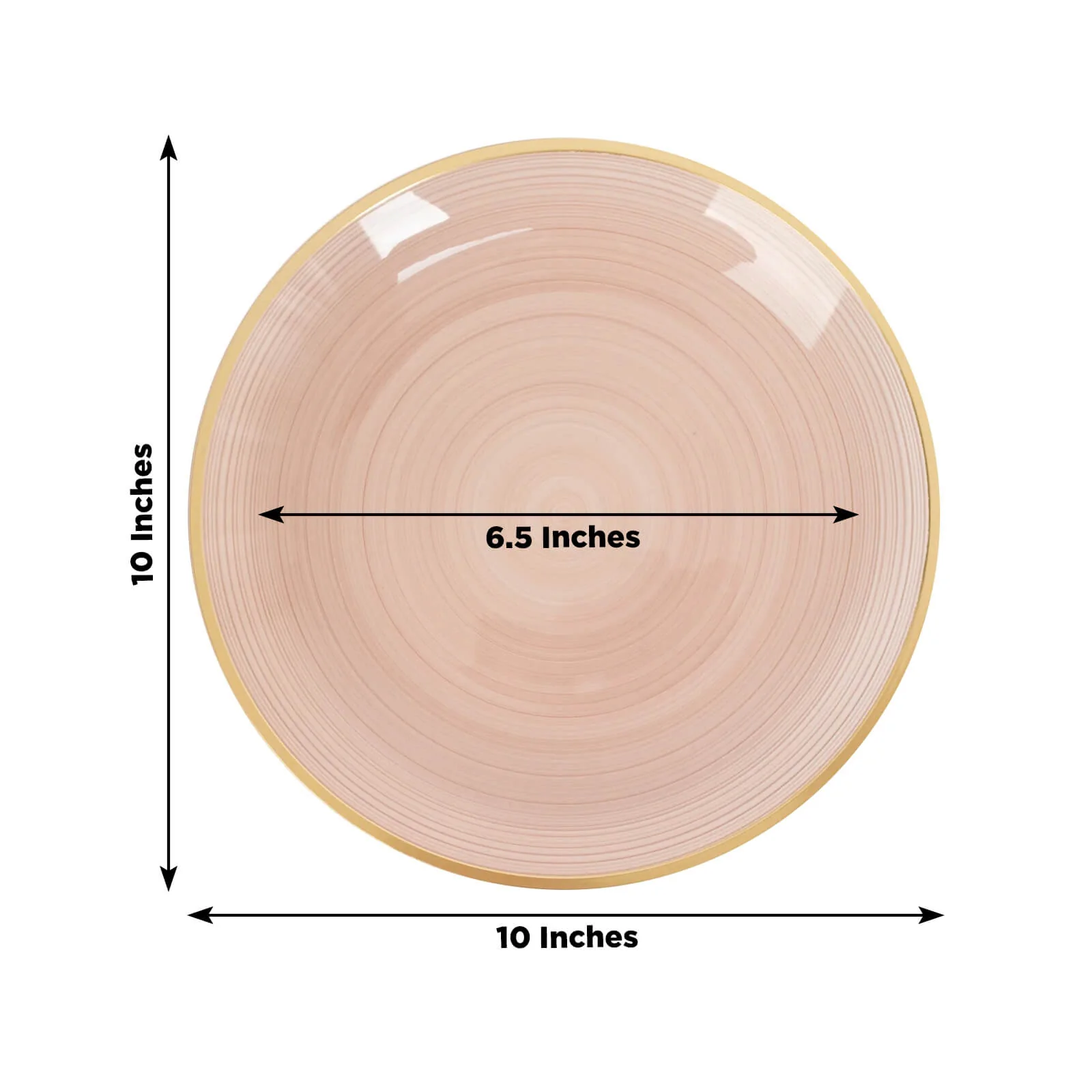 20-Pack Plastic Dinner Plates 10" Round Transparent Dusty Rose Swirl with Gold Rim – Crystal-Like Elegant Party Plates - Image 2