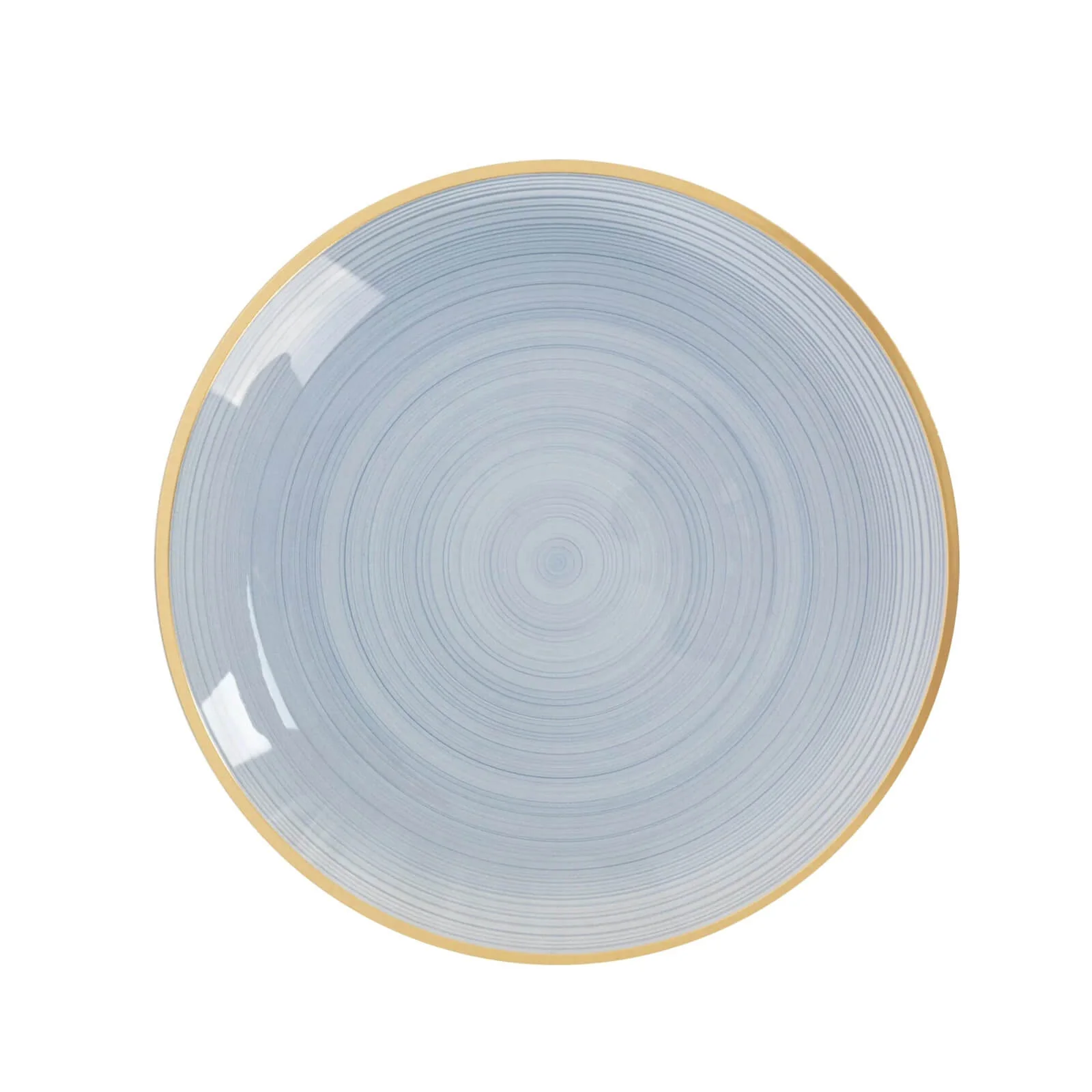 20-Pack Plastic Salad Dessert Plates 7" Round Transparent Dusty Blue Swirl with Gold Rim – Crystal-Like Elegant Party Plates - Image 5