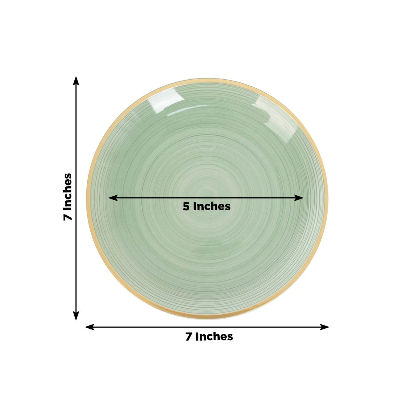 20-Pack Plastic Salad Dessert Plates 7" Round Transparent Dusty Sage Green Swirl with Gold Rim – Crystal-Like Elegant Party Plates - Image 2