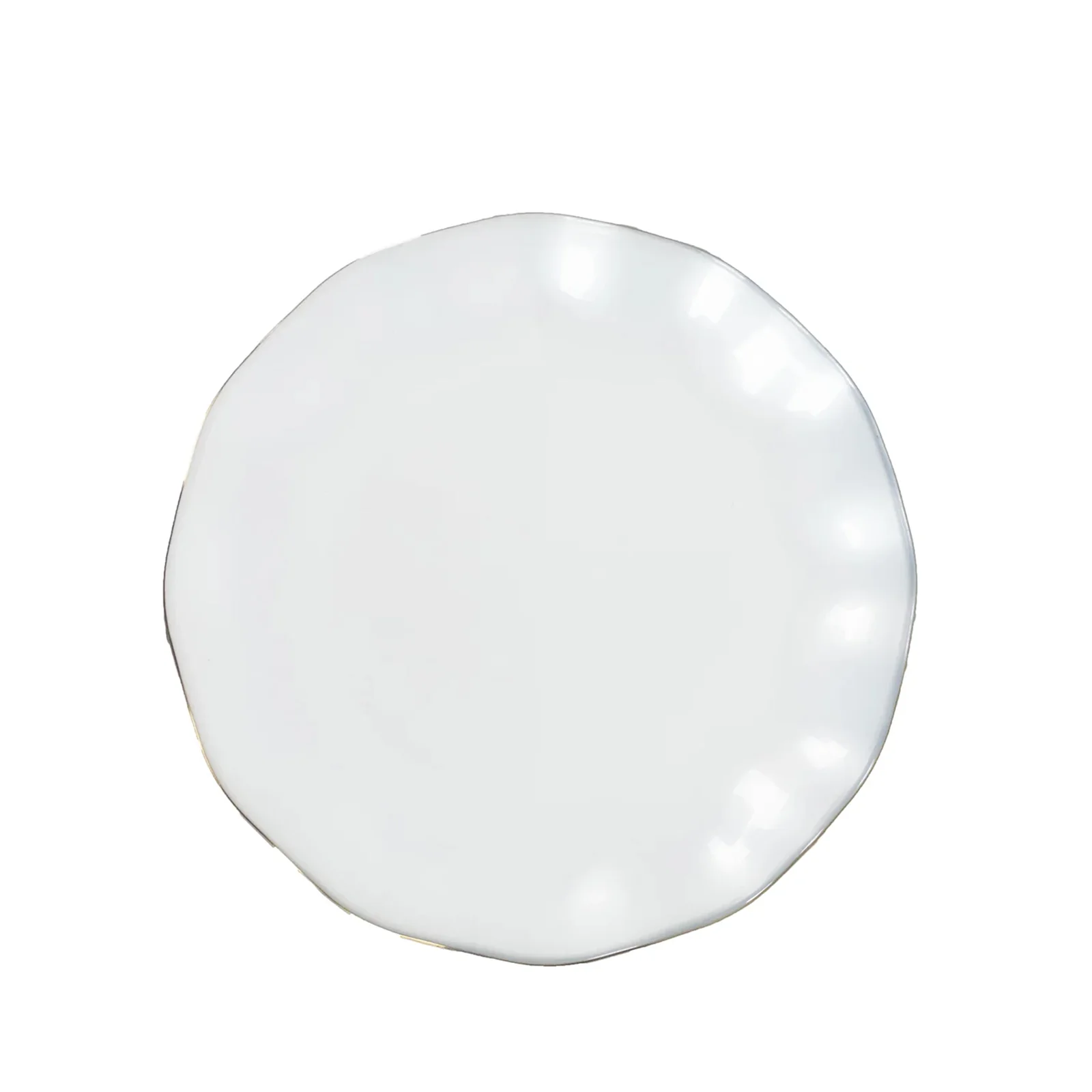 10-Pack Plastic Round Dessert Plates 6" Pearl White Ruffled Rim with Gold Edging - Heavy Duty Disposable Salad Appetizer Dinnerware - Image 2