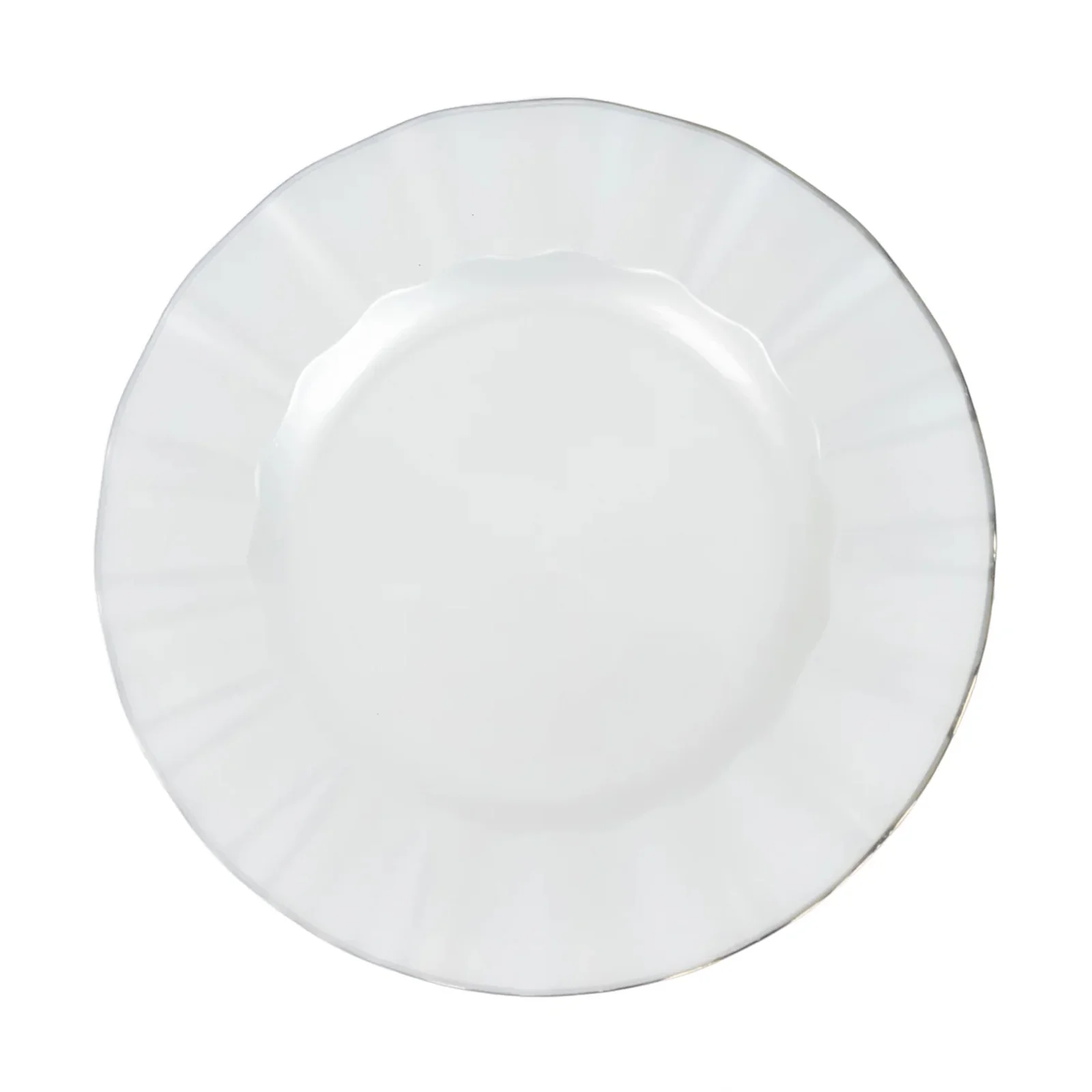 10-Pack Plastic Round Dinner Plates 9" Pearl White Ruffled Rim with Gold Edging - Heavy Duty Disposable Dinnerware - Image 2