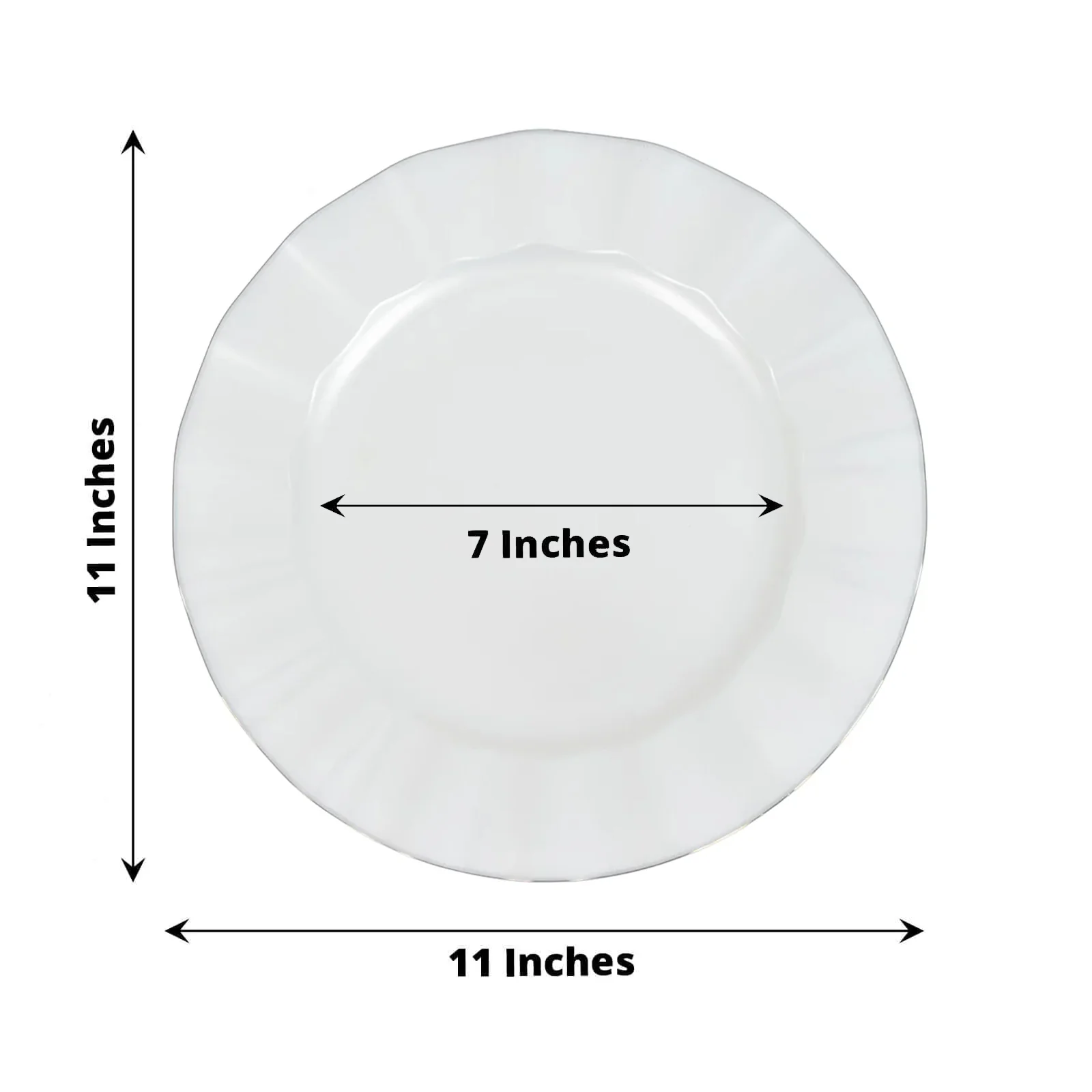 10-Pack Plastic Round Dinner Plates 11" Pearl White Ruffled Rim with Gold Edging - Heavy Duty Disposable Dinnerware - Image 3