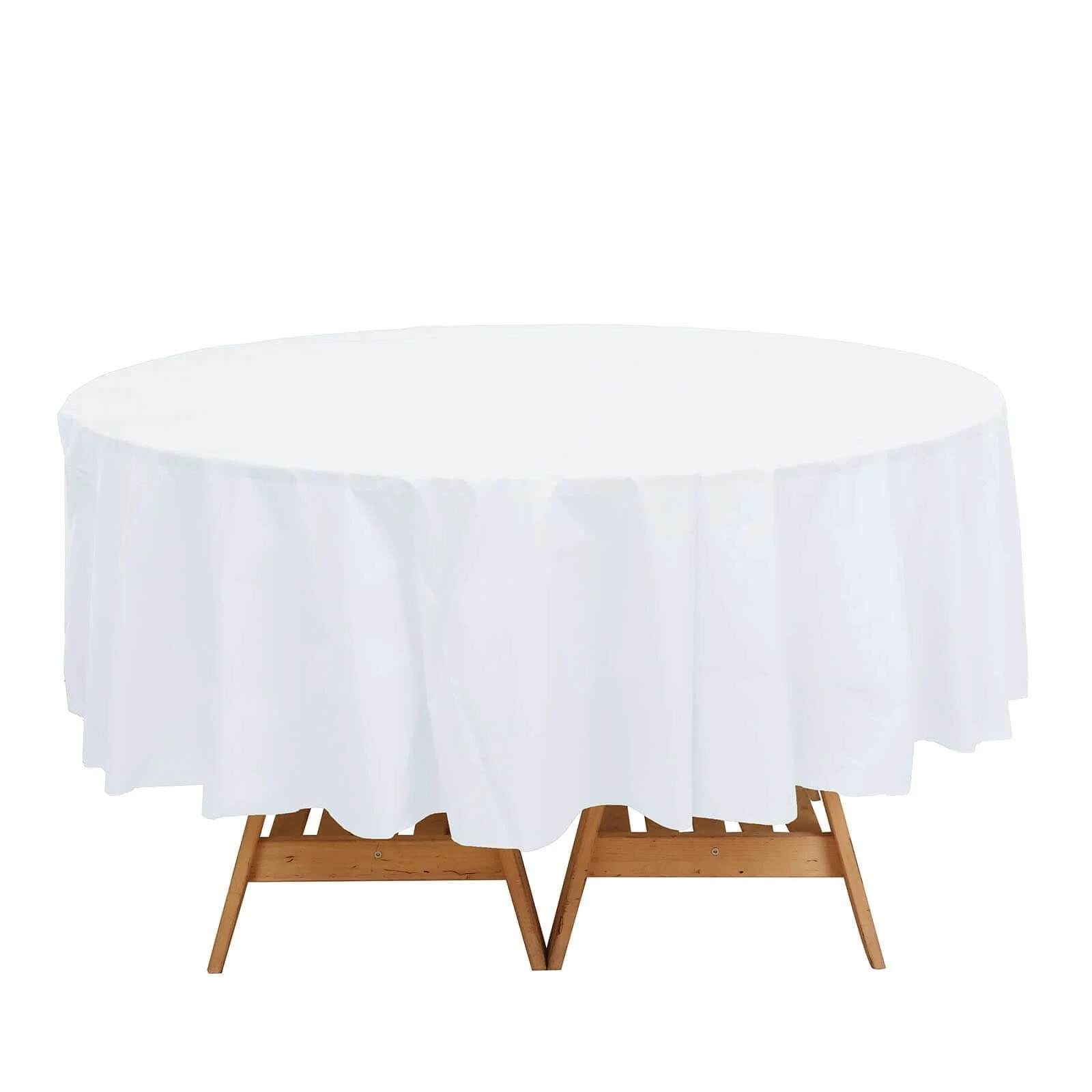 5-Pack Plastic Table Covers 84" White Round - PVC Waterproof Disposable Covers - Image 6