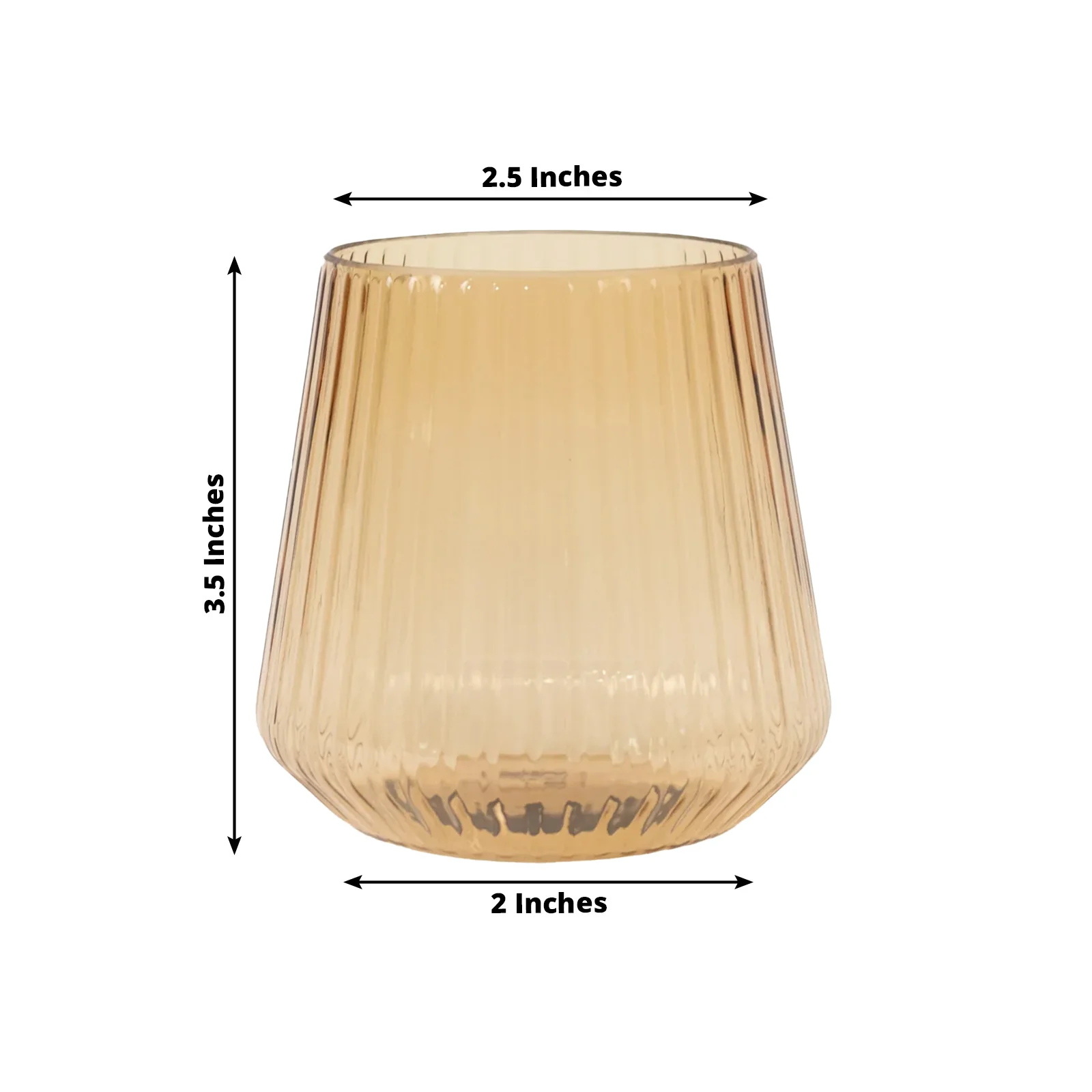 12-Pack Plastic Stemless Wine Glasses – 12oz Amber Gold Ribbed Design, Reusable Shatterproof Cocktail Tumblers - Image 3