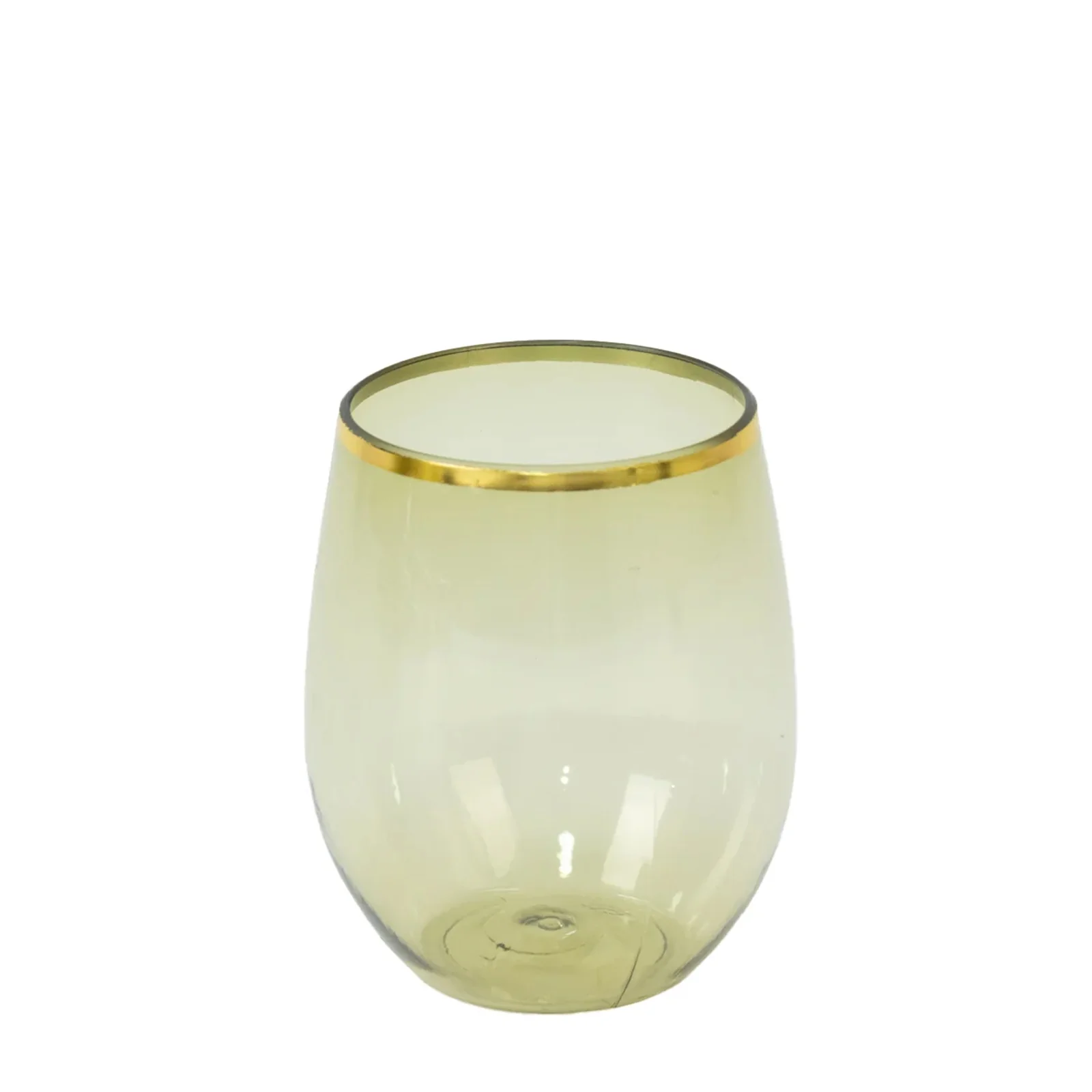 12-Pack Plastic Stemless Wine Glasses 12oz, Transparent Dusty Sage Green with Gold Rim - Reusable Tumblers for Events - Image 2