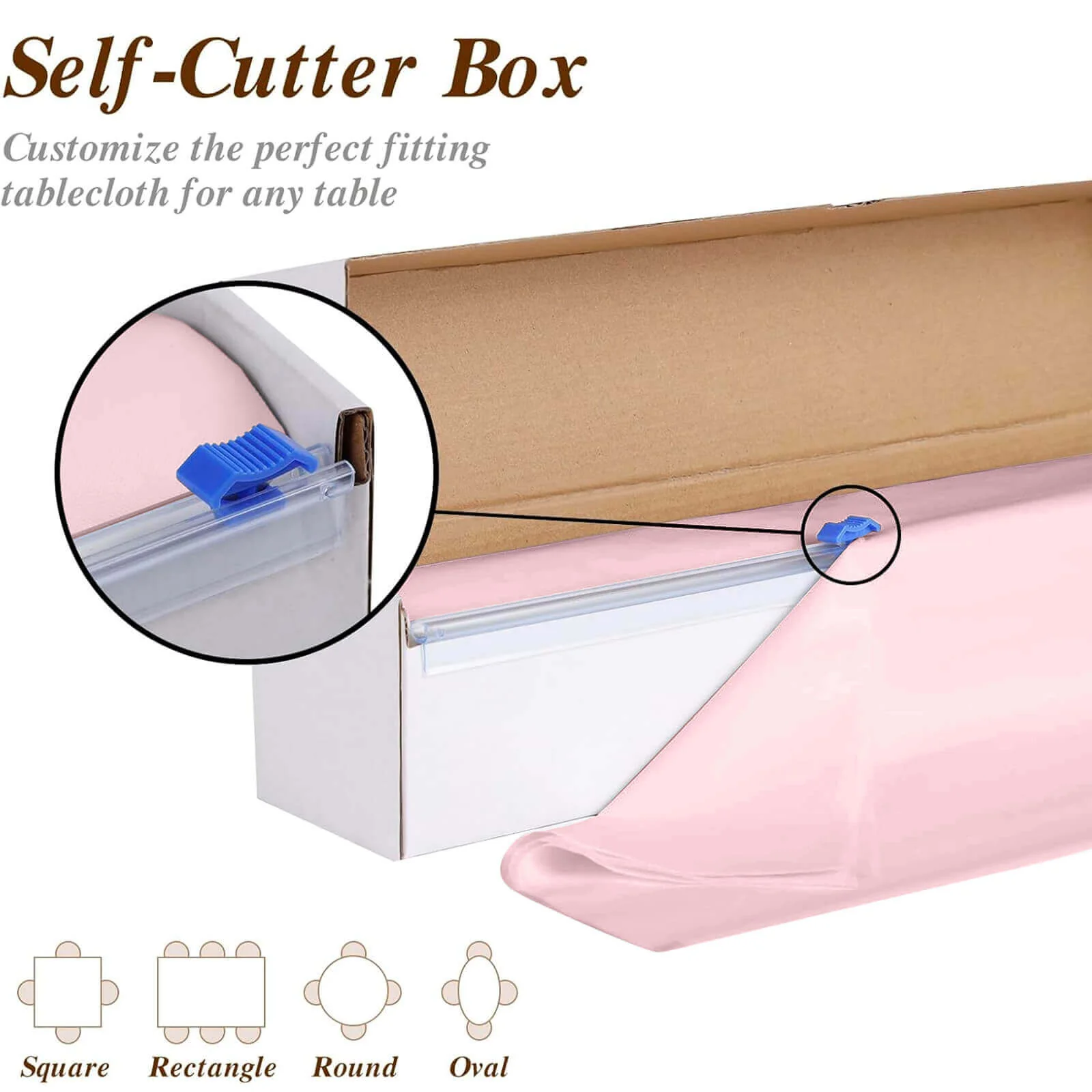 Plastic Table Cover Roll 54"x300ft Blush with Slide Cutter - Cuts Up to 36 Rectangle 8ft Disposable Tablecloths - Image 2