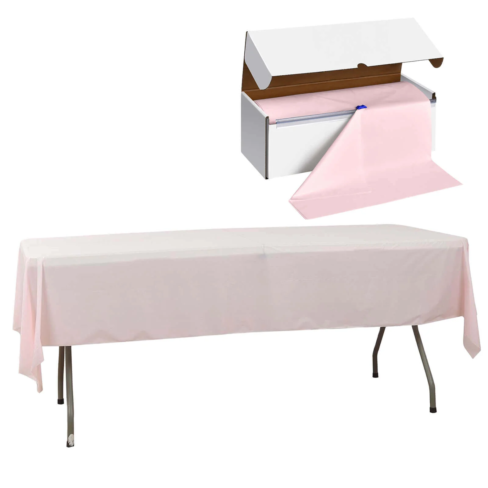 Plastic Table Cover Roll 54"x300ft Blush with Slide Cutter - Cuts Up to 36 Rectangle 8ft Disposable Tablecloths - Image 3